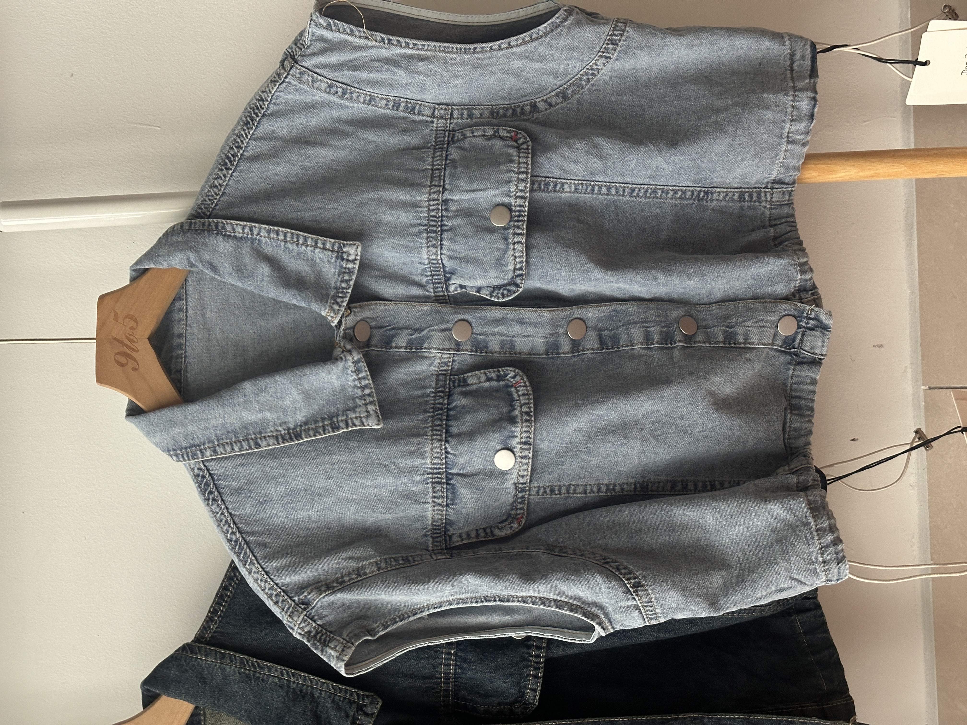 T4298 Cape Sleeve Denim Top / Jacket - Dark Blue & Light Blue