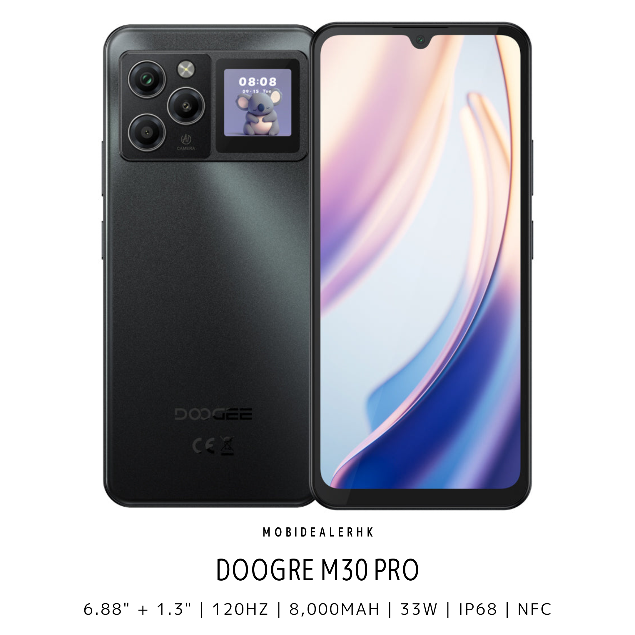 Doogee M30 Pro | 道格 M30 Pro | 智能手機 | 1.3吋後置屏 | 8000mAh大電量 | IP68防水