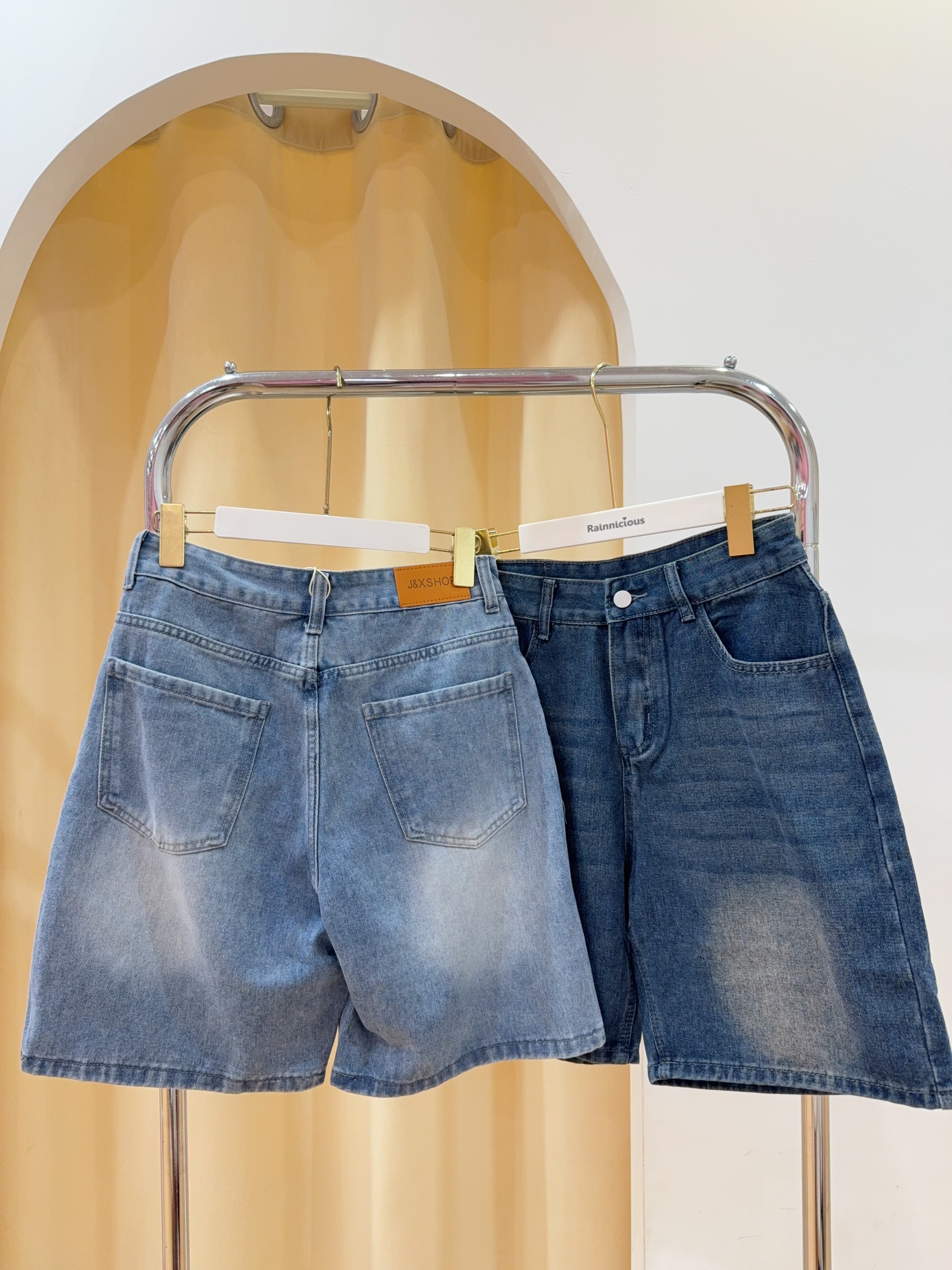 复古风五分牛仔裤 R2933