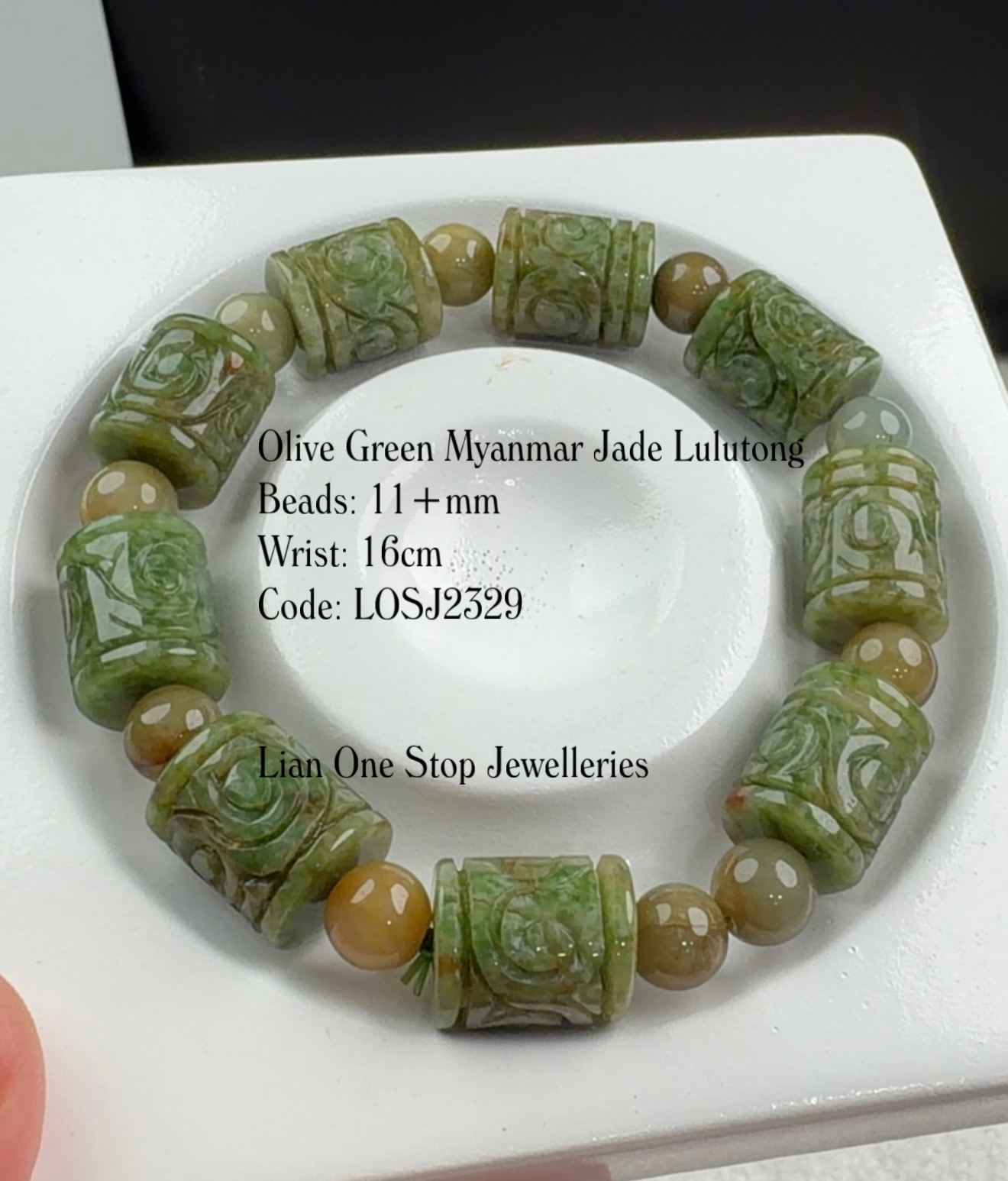 Code: LOSJ2329 Olive Green Myanmar Jade Lulutong 