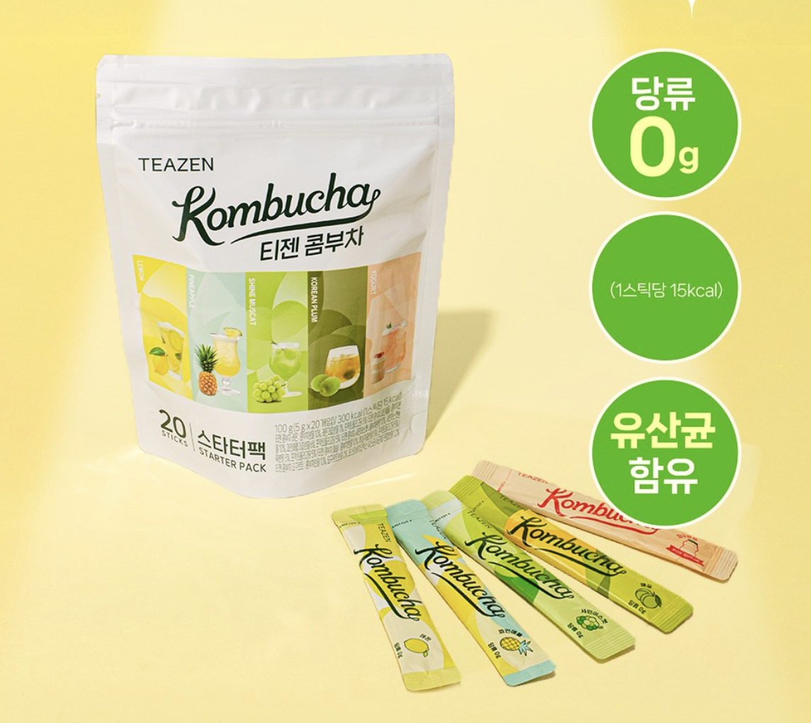 韓國 TEAZEN 低卡無糖 益生菌 康普茶 綜合體驗組 20包/袋 ｜Kombucha Starter Pack