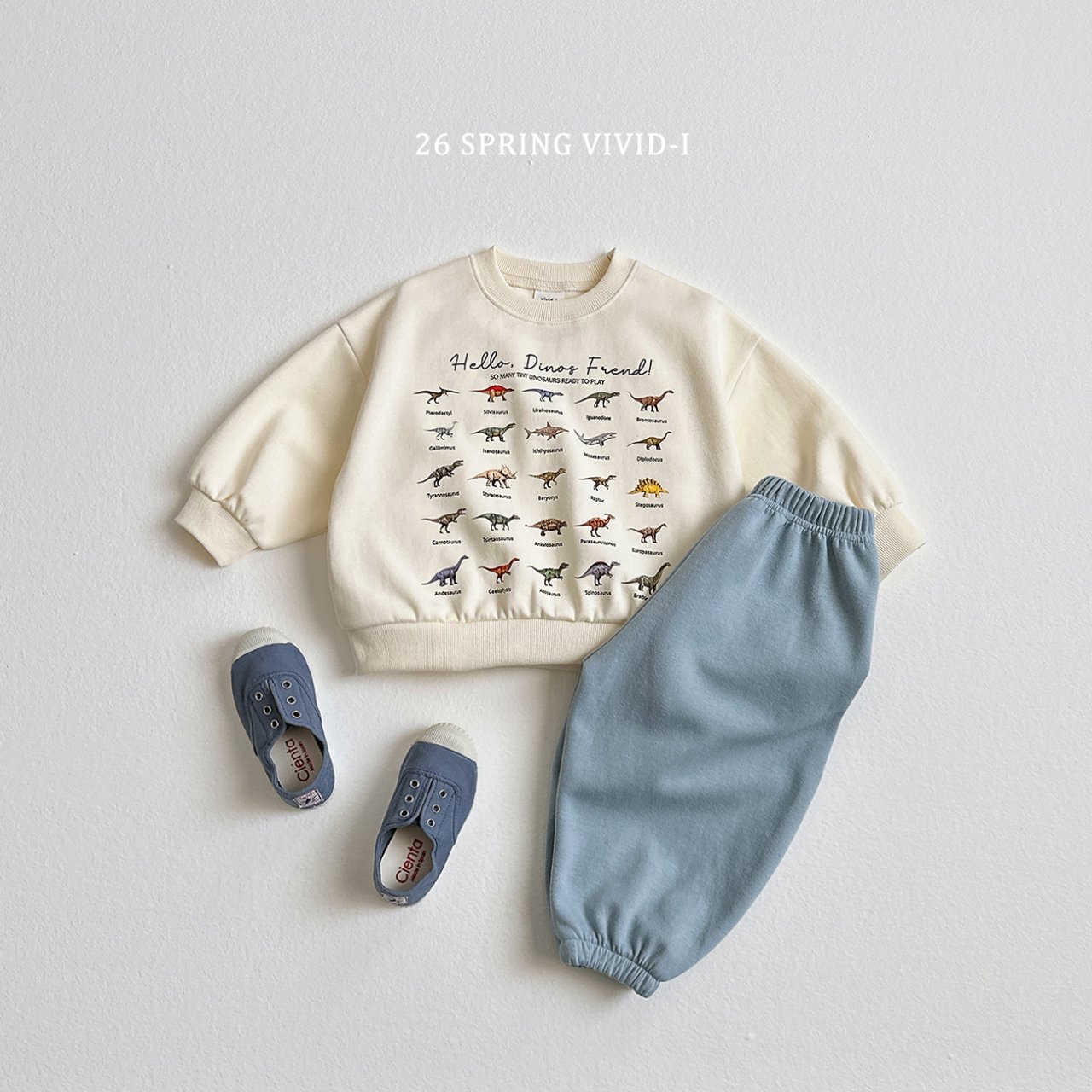 🌸預訂 韓國直送🌸🇰🇷VIVIDI三色迷你恐龍印花寬鬆衛衣