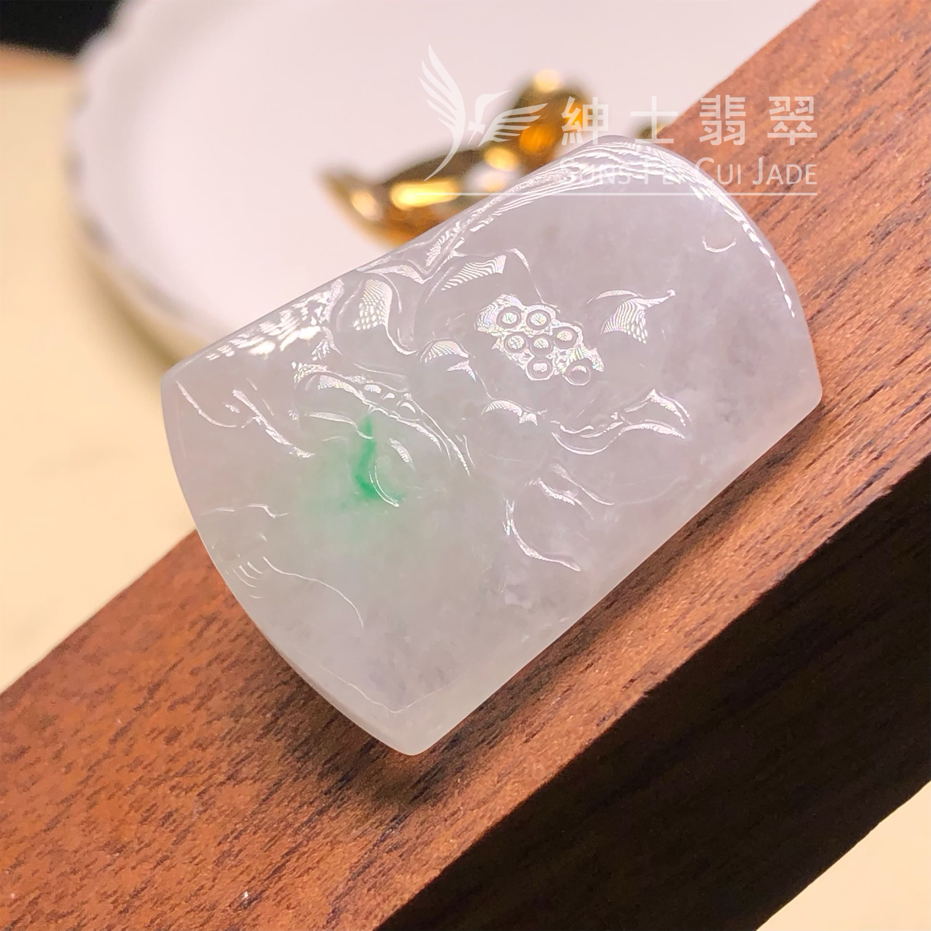 #YK00155 糯冰種蓮花牌吊墜 