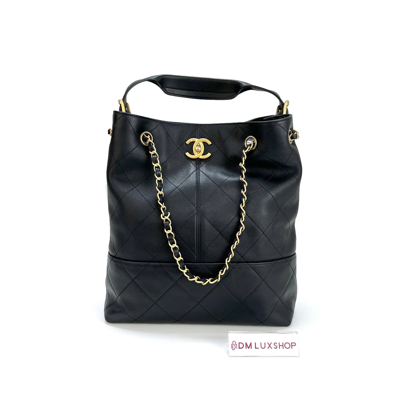Chanel Black Calfskin 25A Vertical Hobo Bag GHW (Microchip)