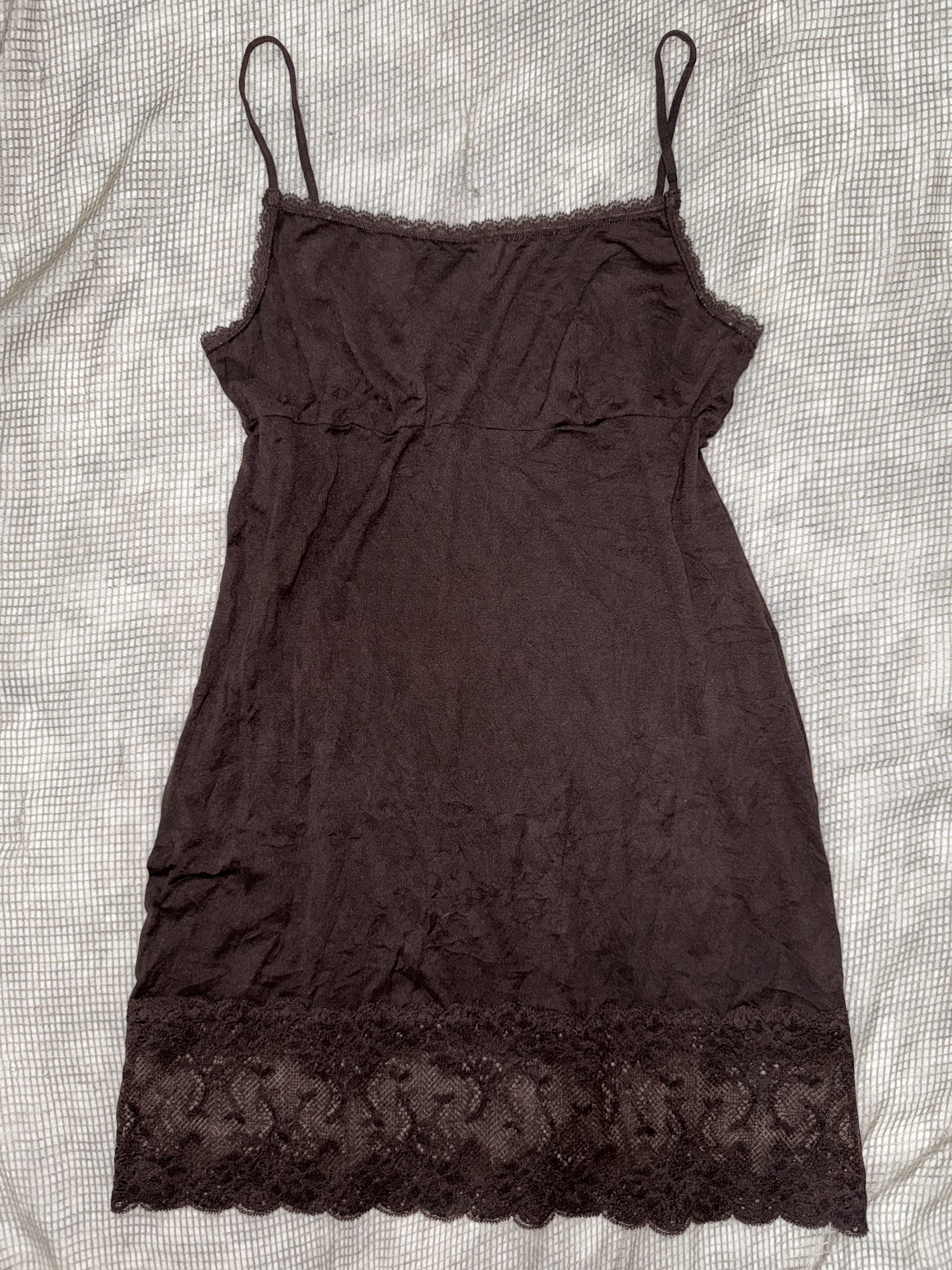Square Neck Slip Dress with Wide Lace Trim