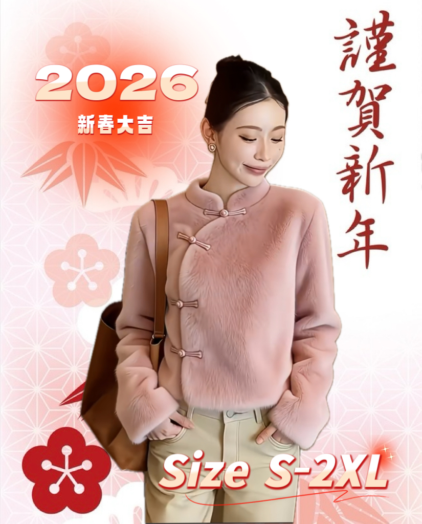 賀年成人款毛毛夾棉Top