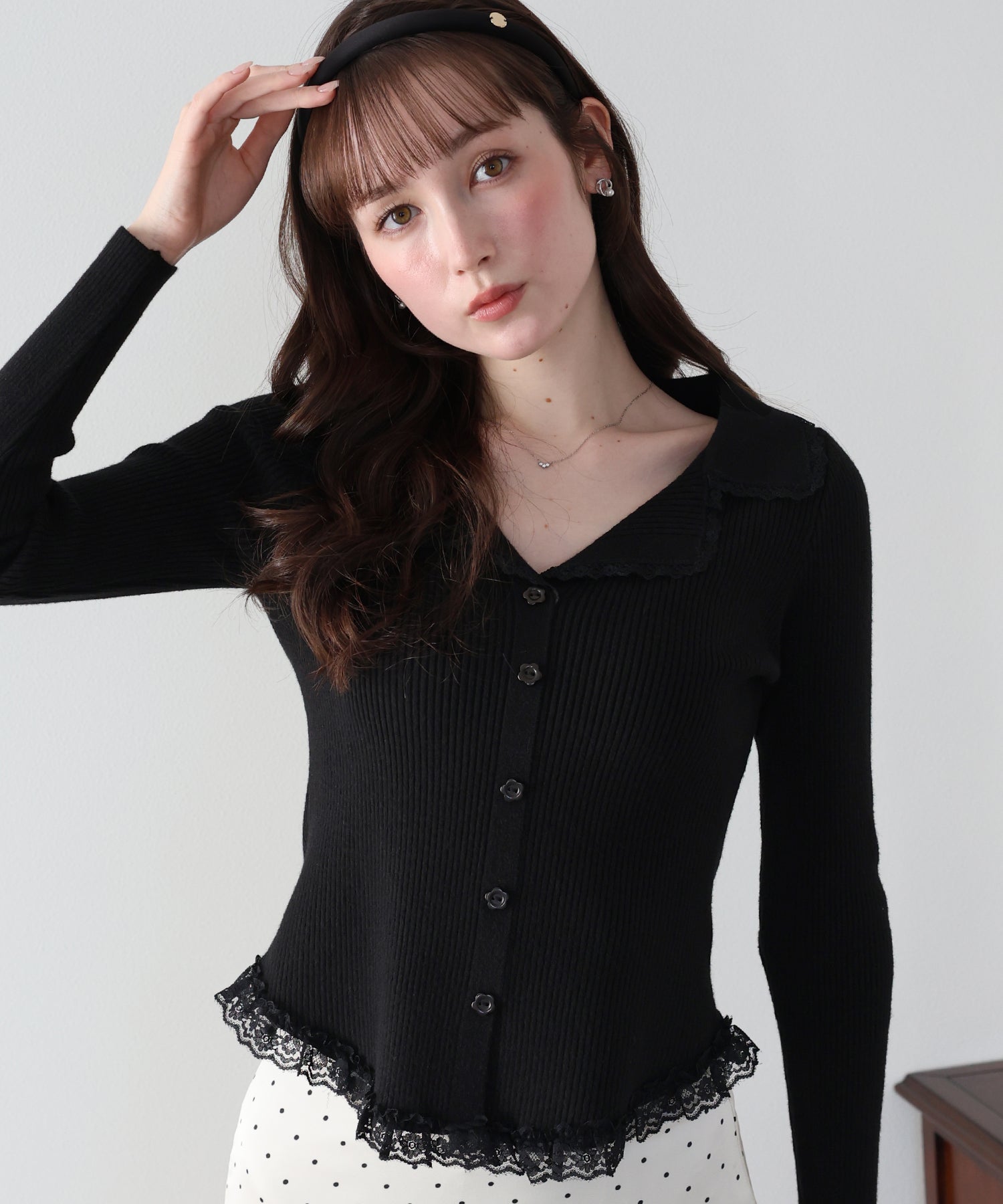 🌸精緻滿分! <JP> Flower Button Lace Collar Knit * 3色入 <預購>