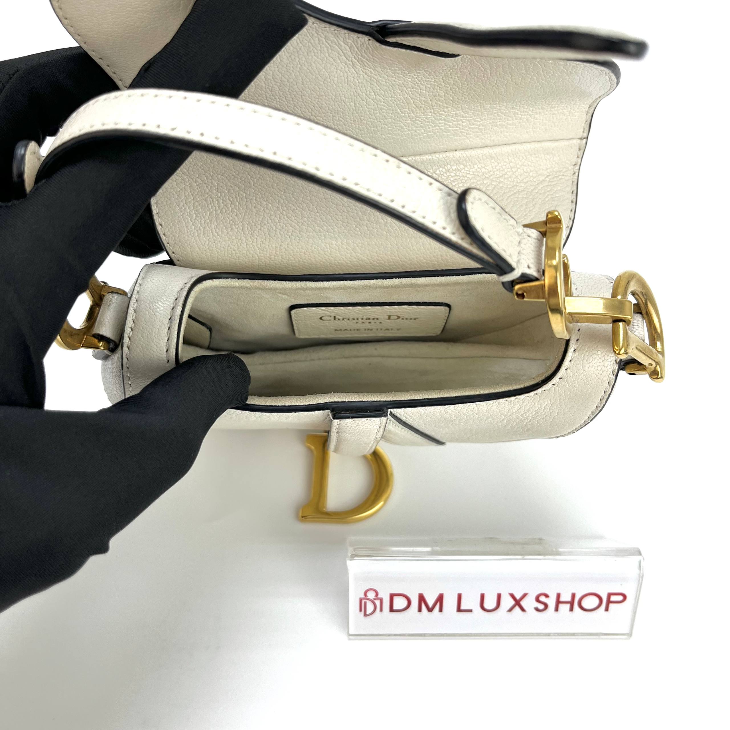 Dior White Micro Saddle GHW