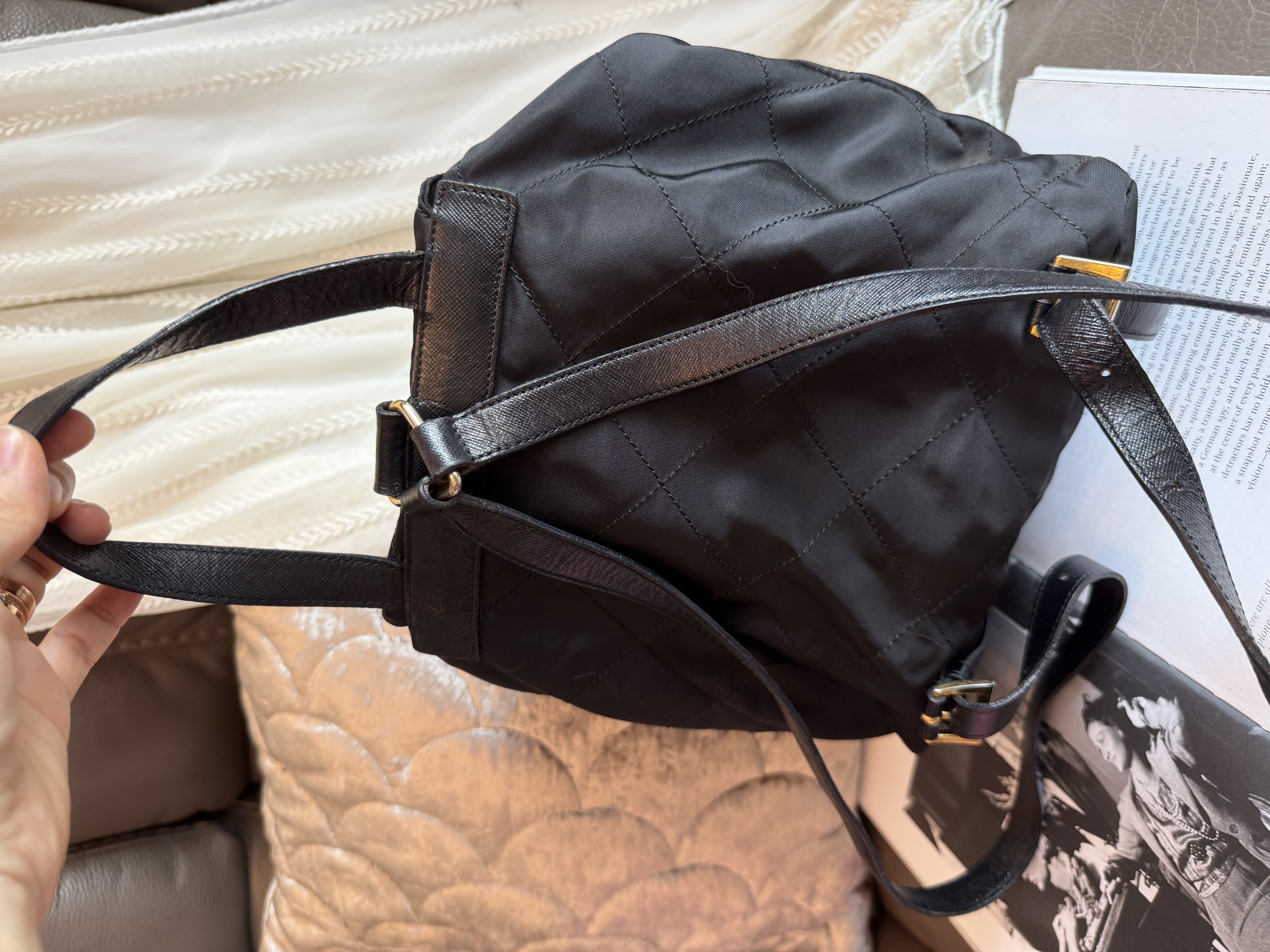 Prada black nylon backpack