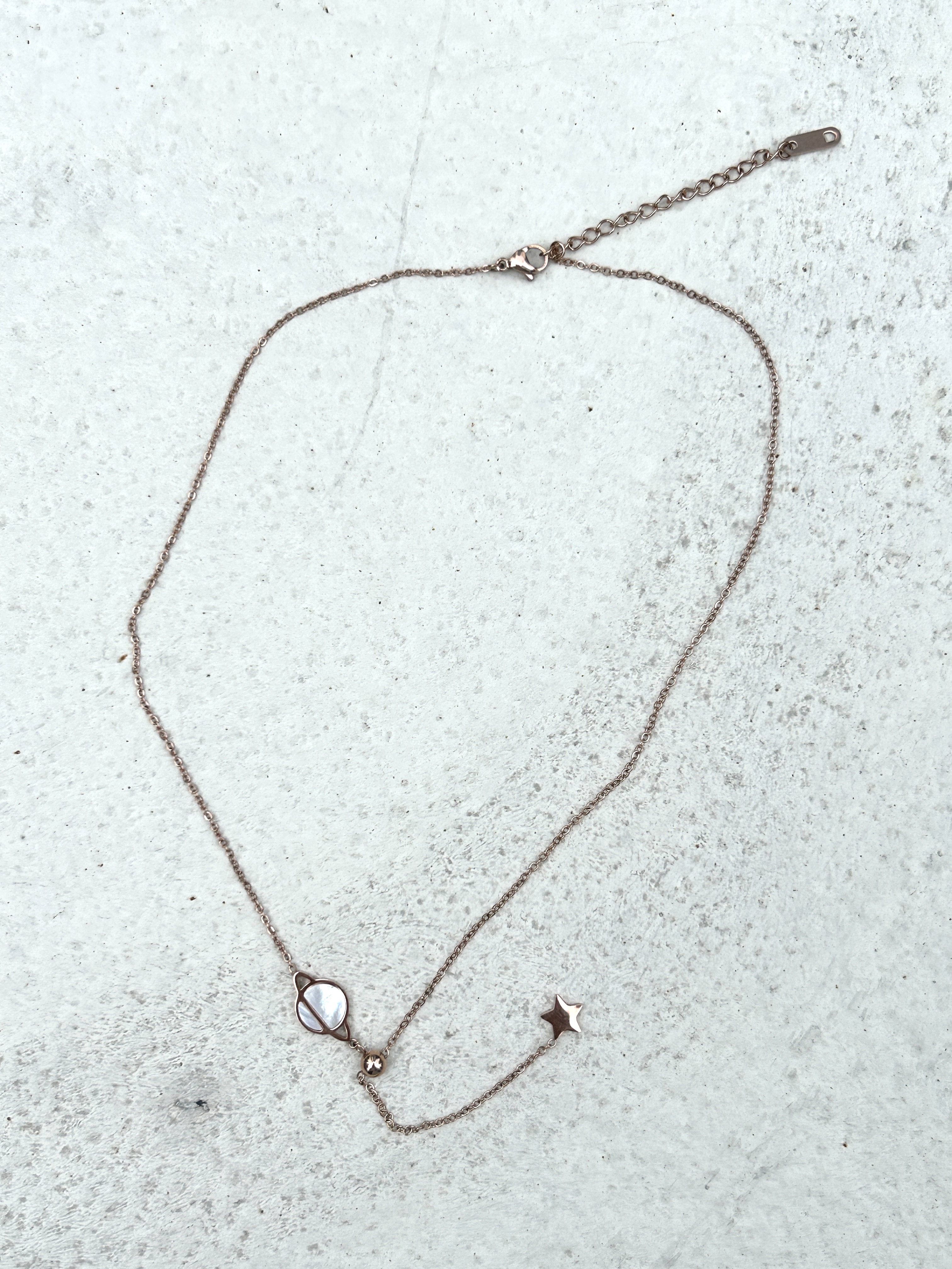 Rose gold planet stainless necklace