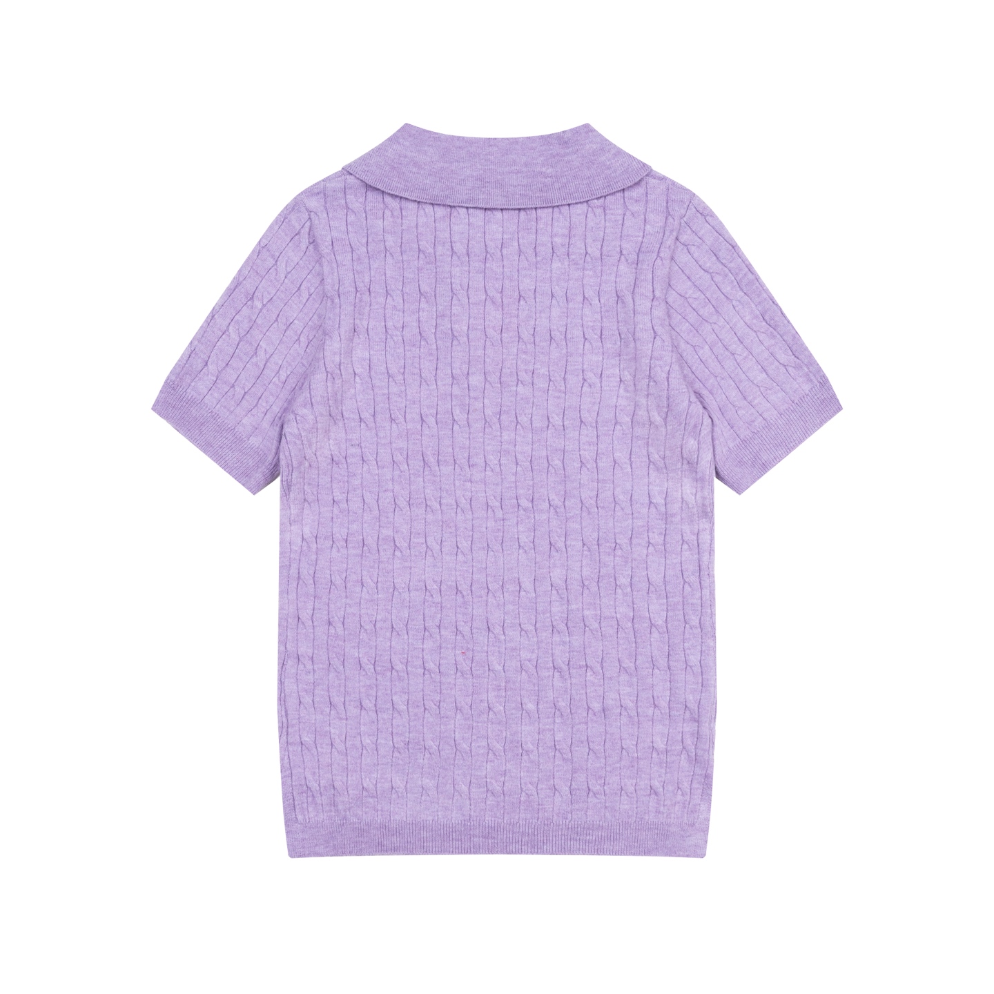 Mardi Mercredi Flower Embroidery Cable Short Sleeve Knit