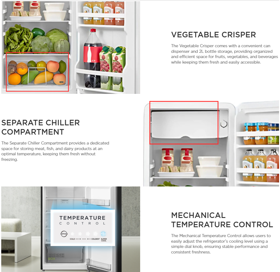 Midea 110L Single Door Retro Refrigerator (MDRD143FGD48)