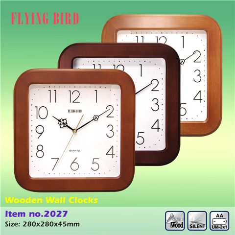 飛鳥古典方形木掛鐘12吋2027