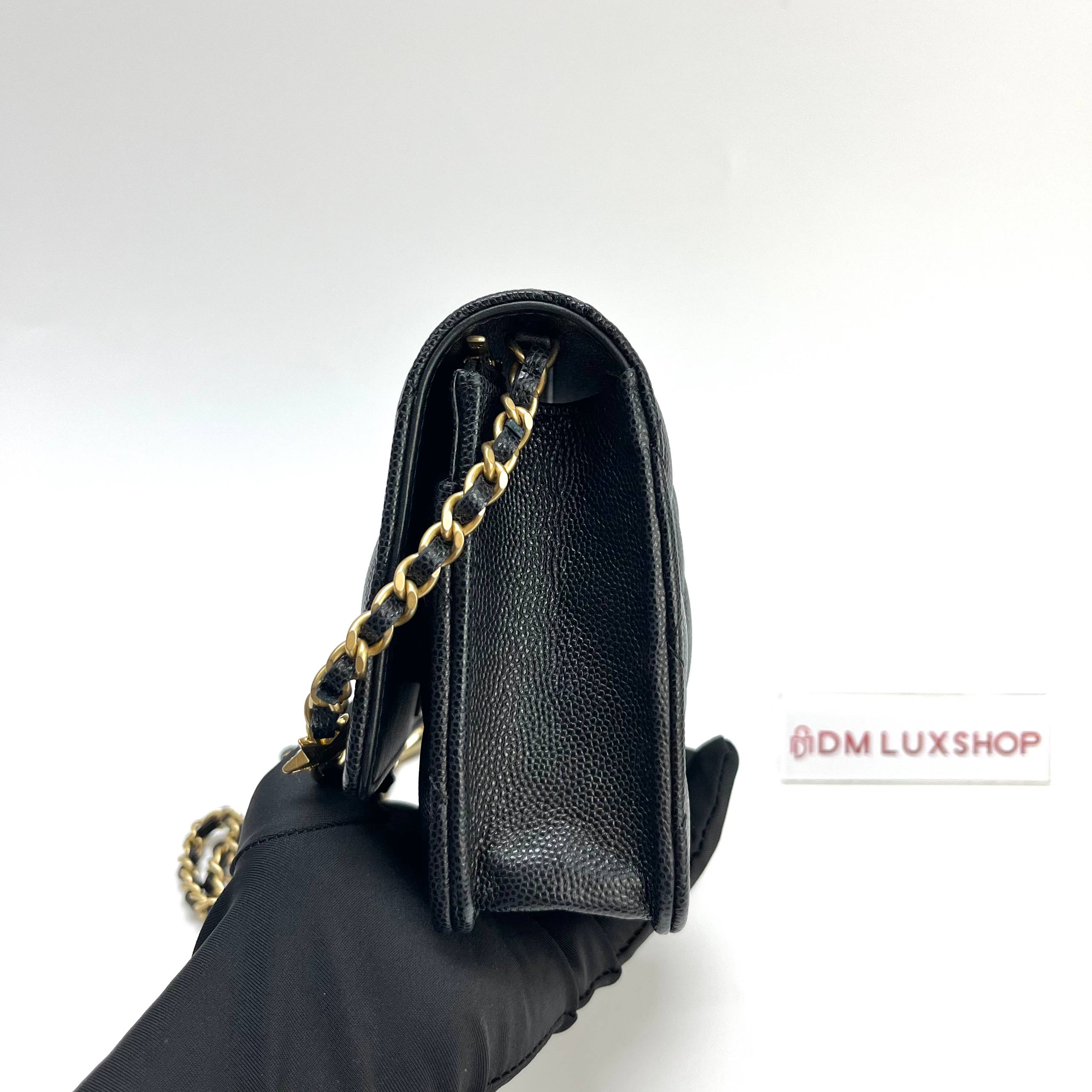 Chanel 24C Black Caviar WOC GHW (Microchip)