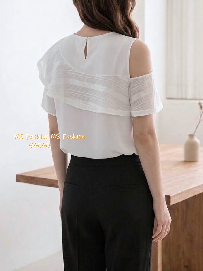 G6060 韓國🇰🇷靚料ruffle露單肩top