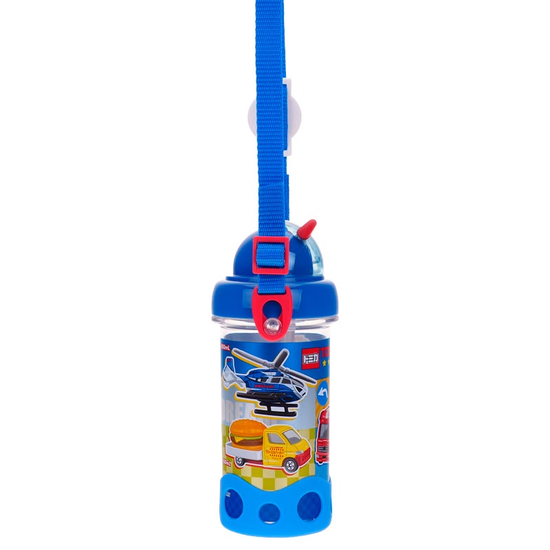 Tomica 450ml BPA & BPS Free Water Bottle w/ Straw & Neck Strap 膠水樽連飲管及頸繩