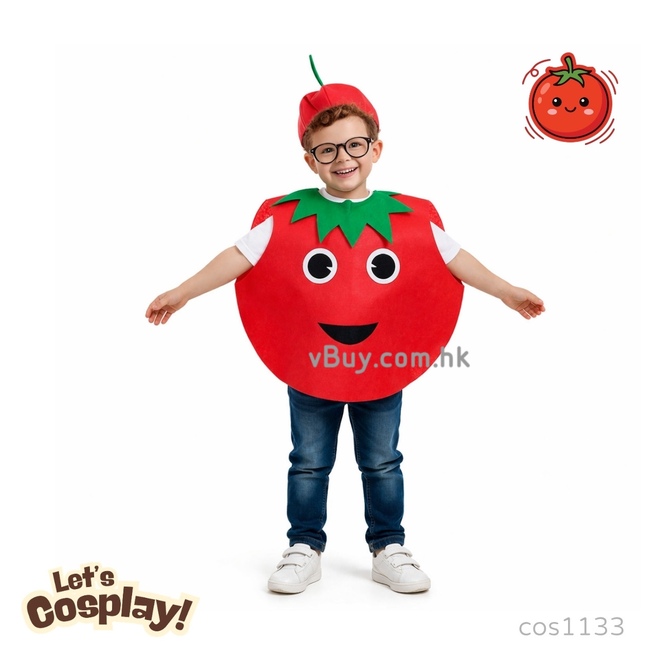 Lets Cosplay 兒童水果造型服裝 Tomato Costume Fruit Costume 番茄造型服裝 蔬菜造型服裝 食物主題服裝 童話故事角色扮演服裝 歡迎學校訂購（cos1133）