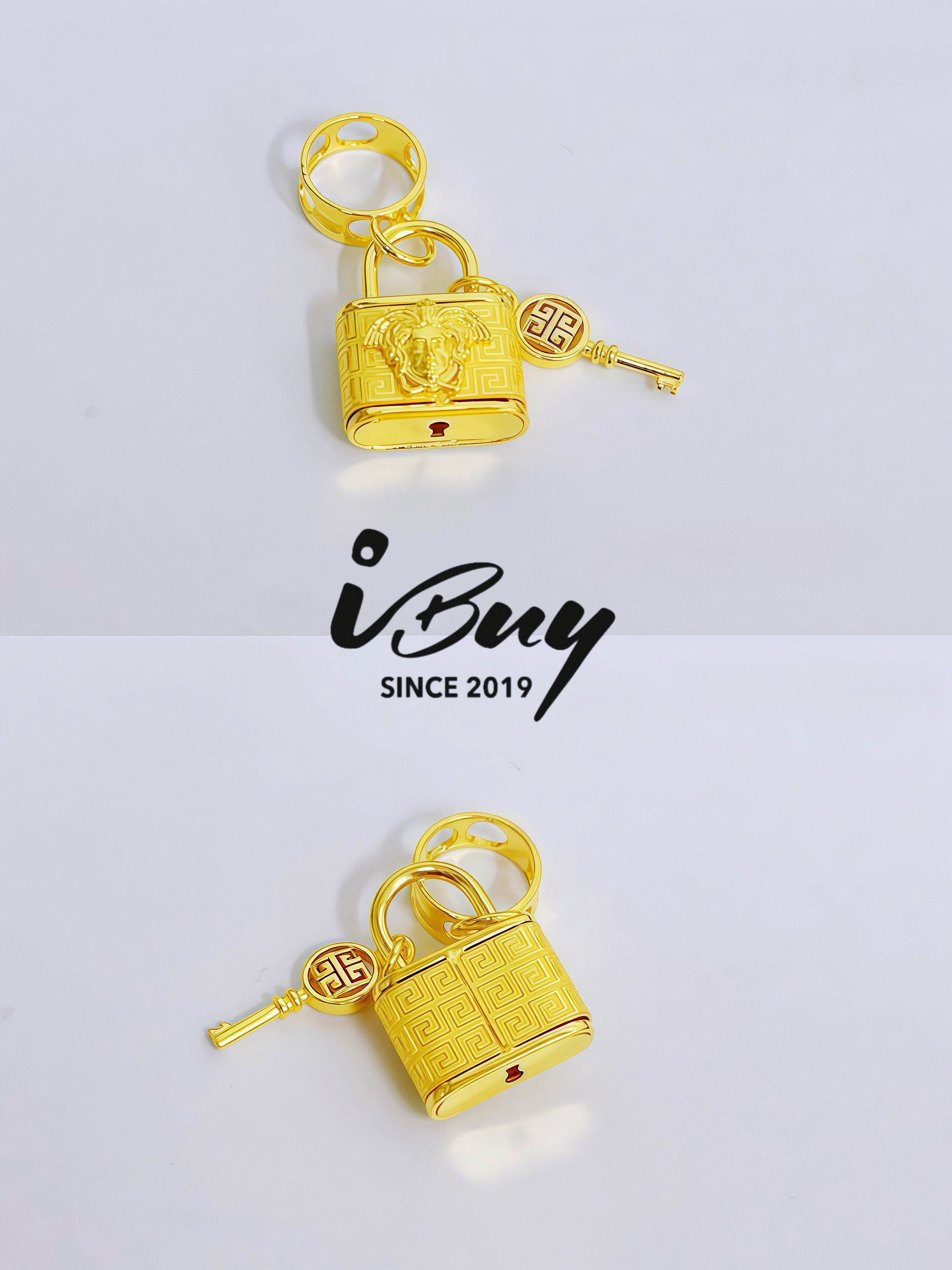 916 GOLD VERSACE LOCK WITH KEY CHARM 916 金 范思哲锁头与钥匙串咀