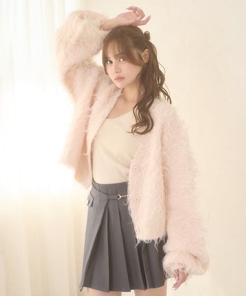 毛絨絨淨色外套