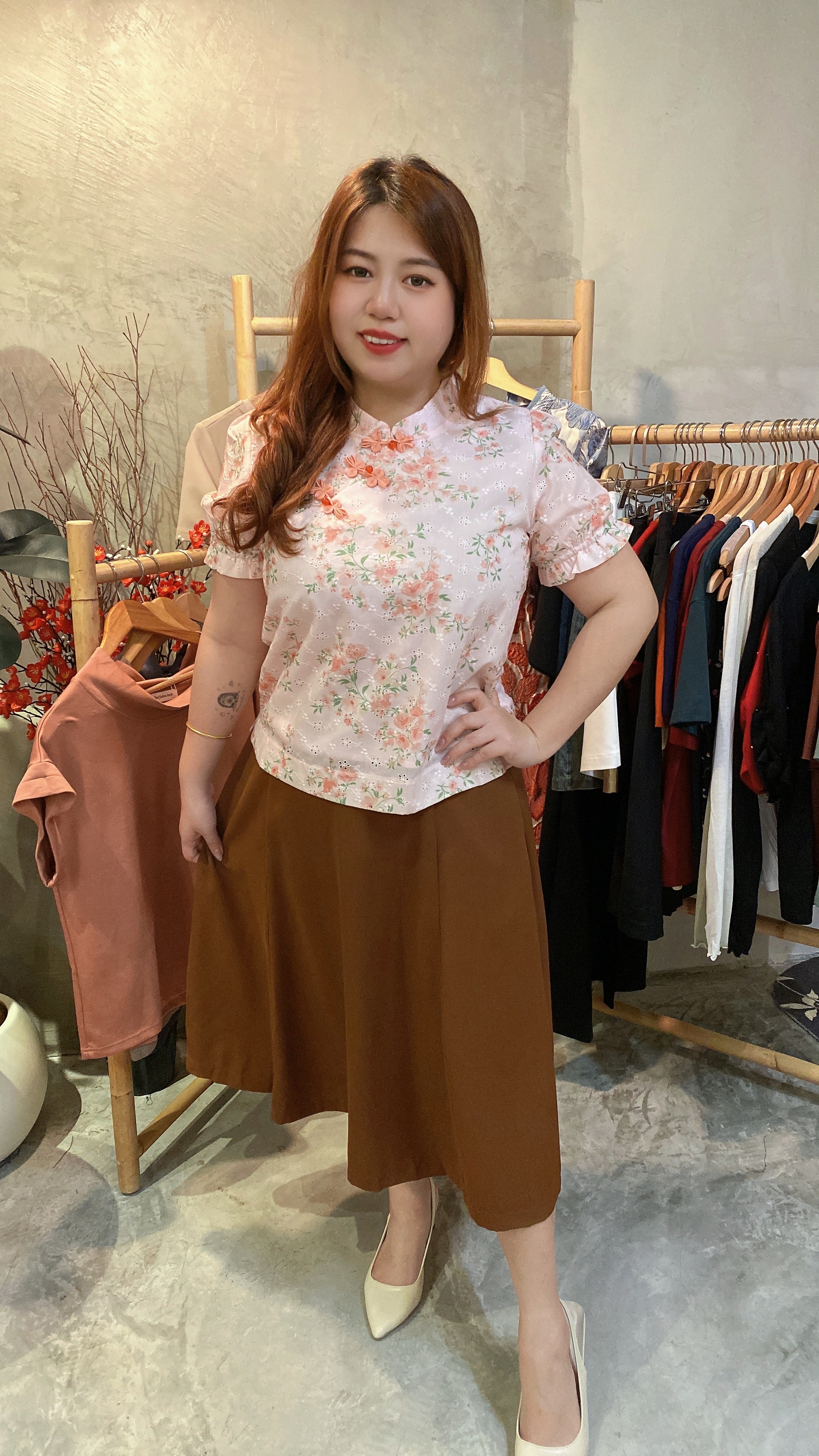 🧧4580号-新年款甜美碎花旗袍上衣