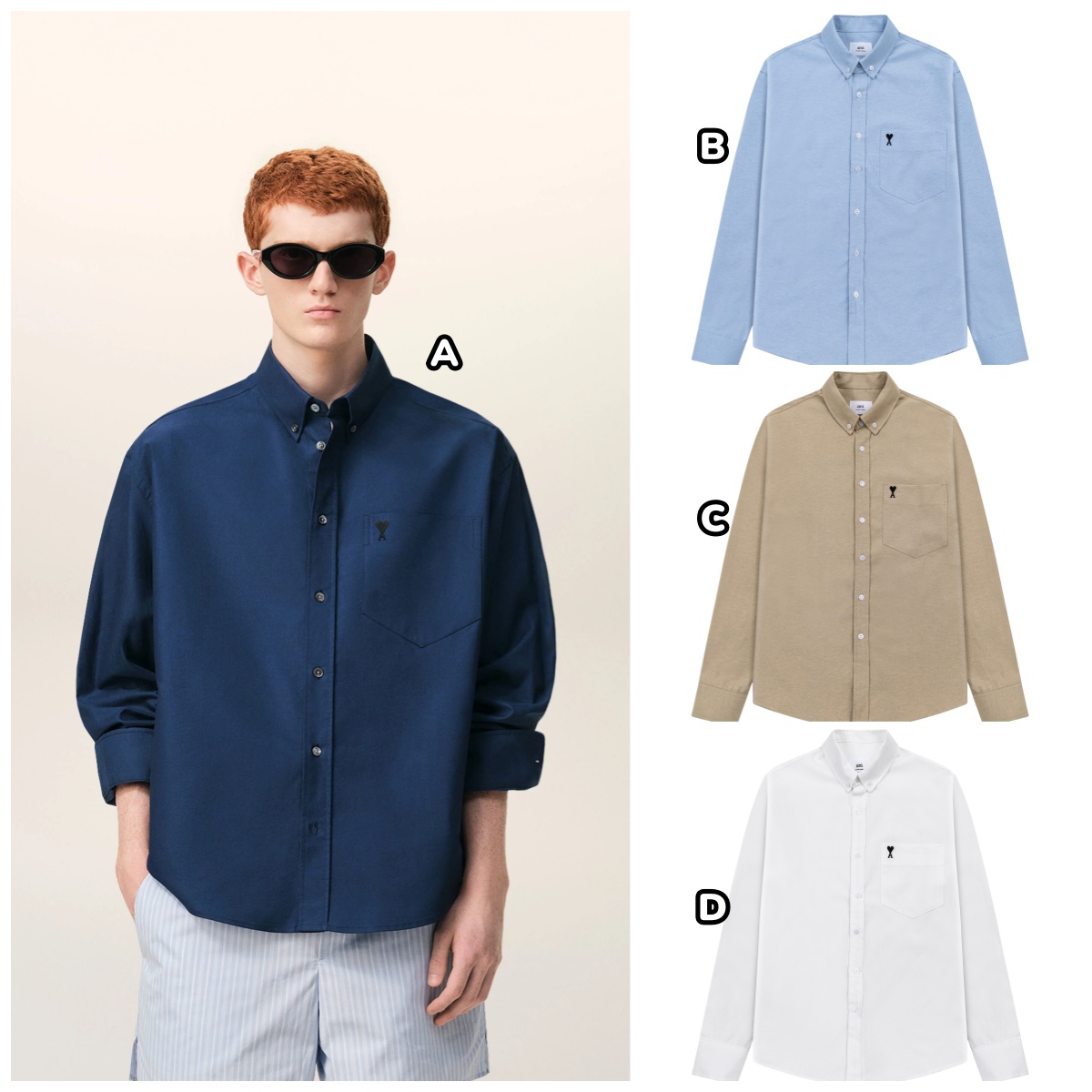 AMI Paris 黑色小愛心刺繡長袖恤衫