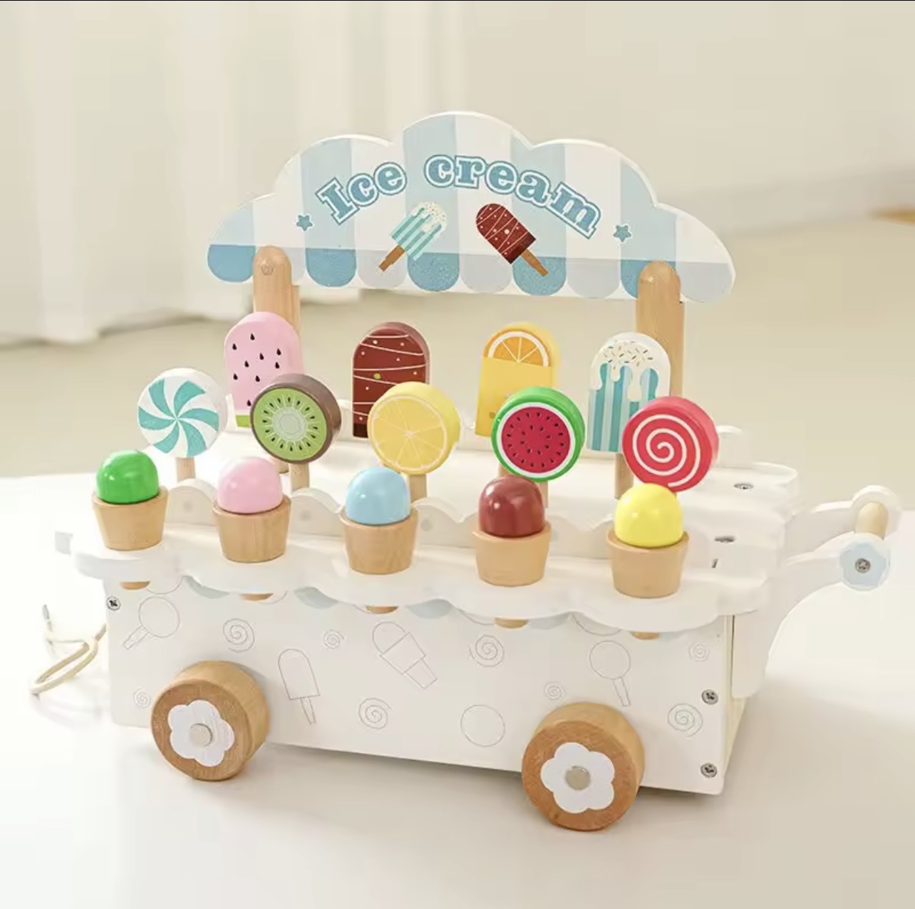 【木製玩具】北歐風兒童仿真雪糕車