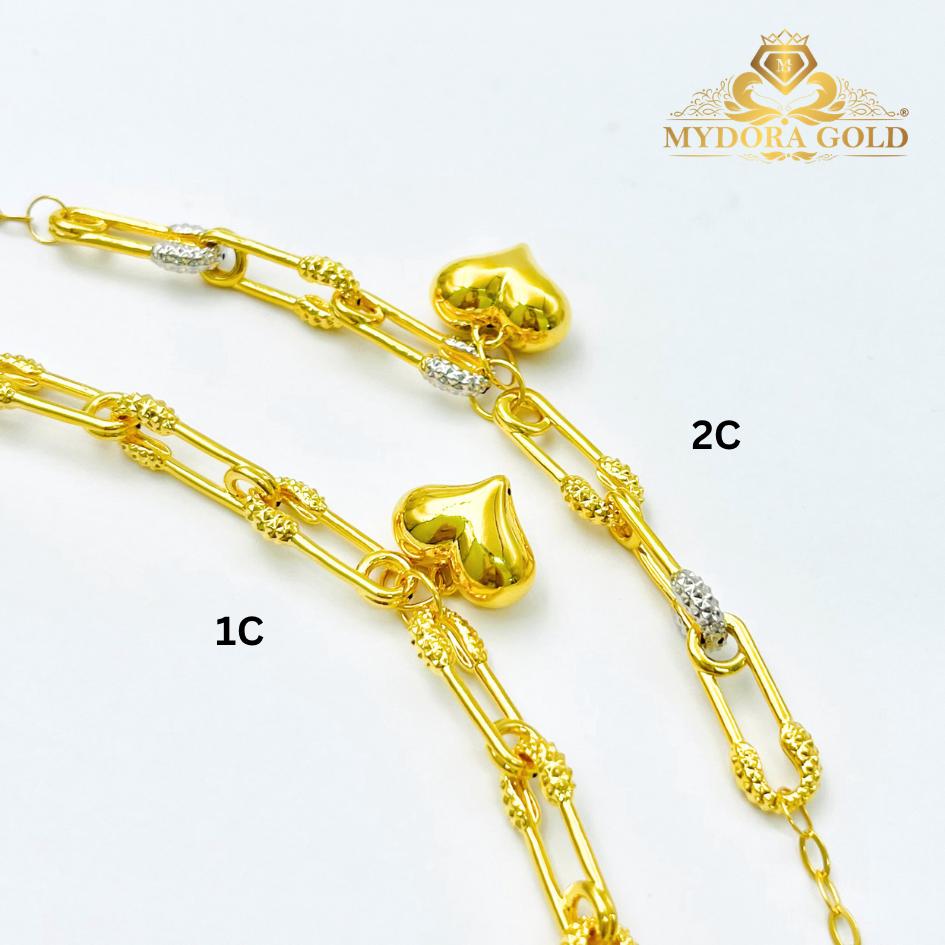 MYDORA Rantai Tangan Fesyen Safety Pin Gantung Love Licin l EMAS 916/22K