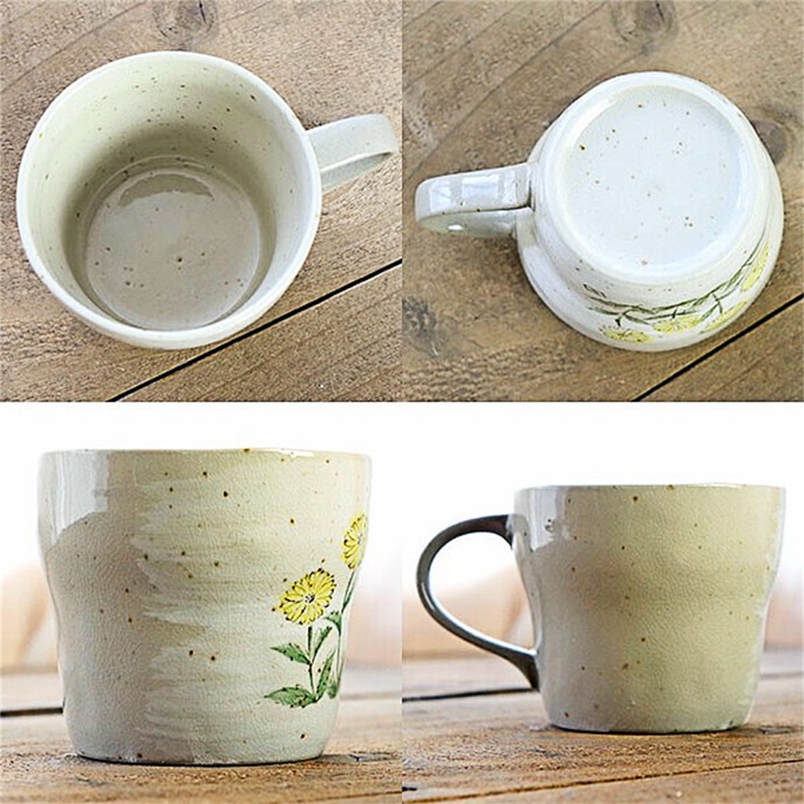 【日本製】美濃燒陶瓷手繪蒲公英+紫藤花馬克杯套裝 (330ml)