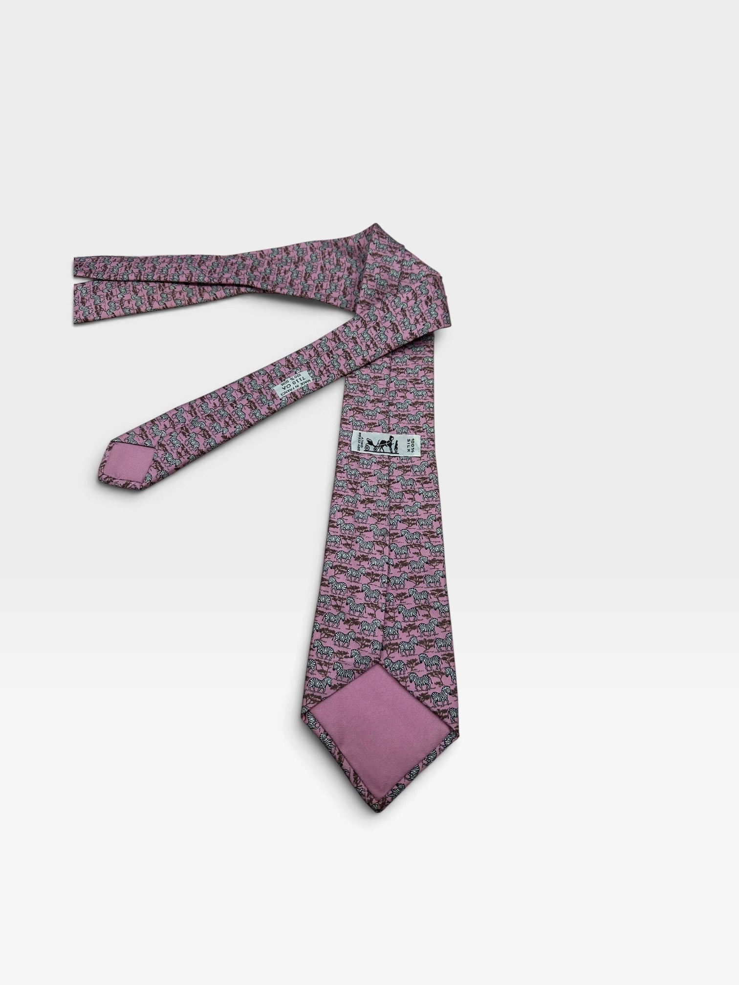 Pre-Owned Hermès Savanna Zebra & Acacia Twill Silk Tie/Product Code:102001