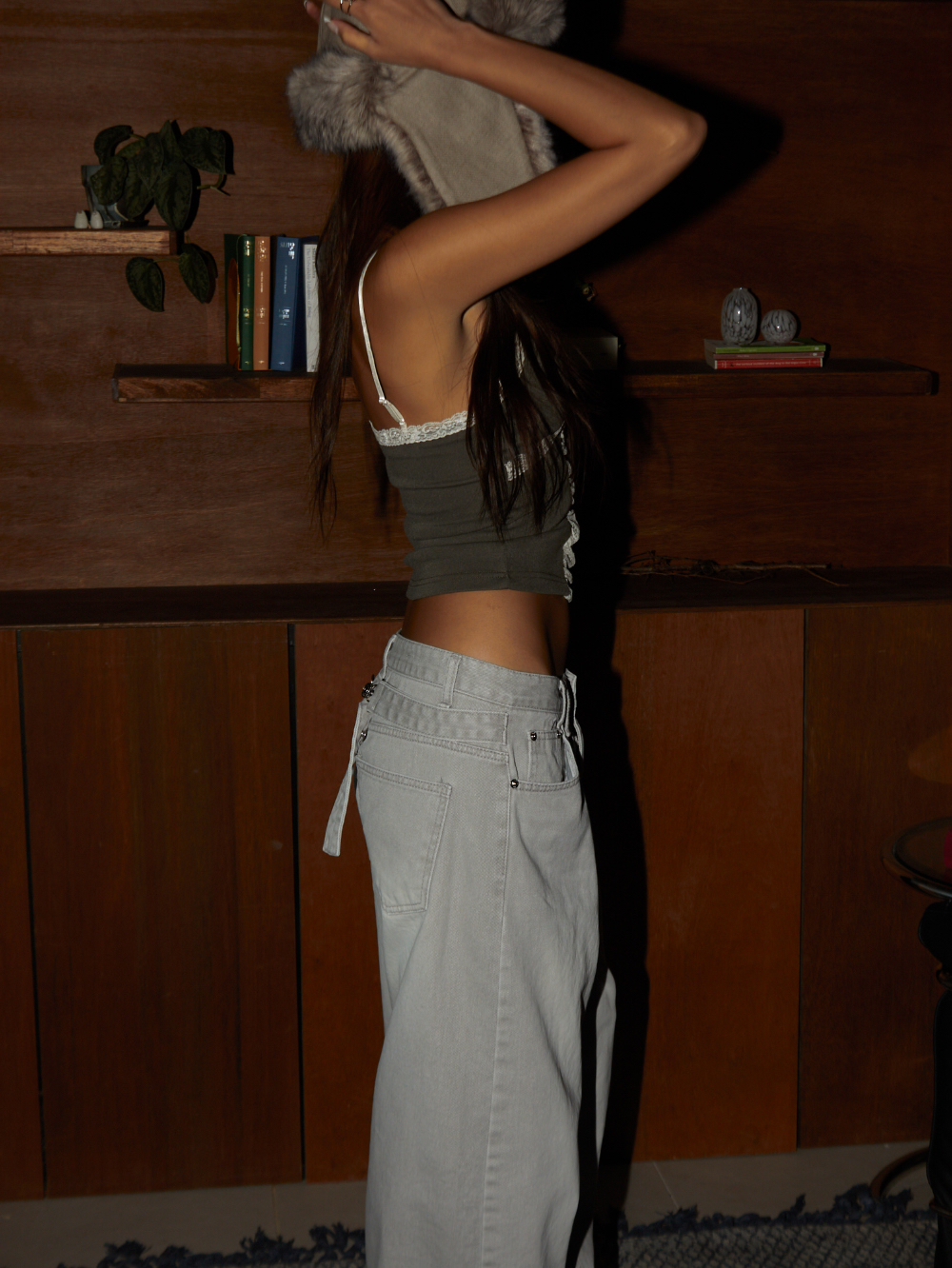 Mega Wide Backstrap Denim Pants 