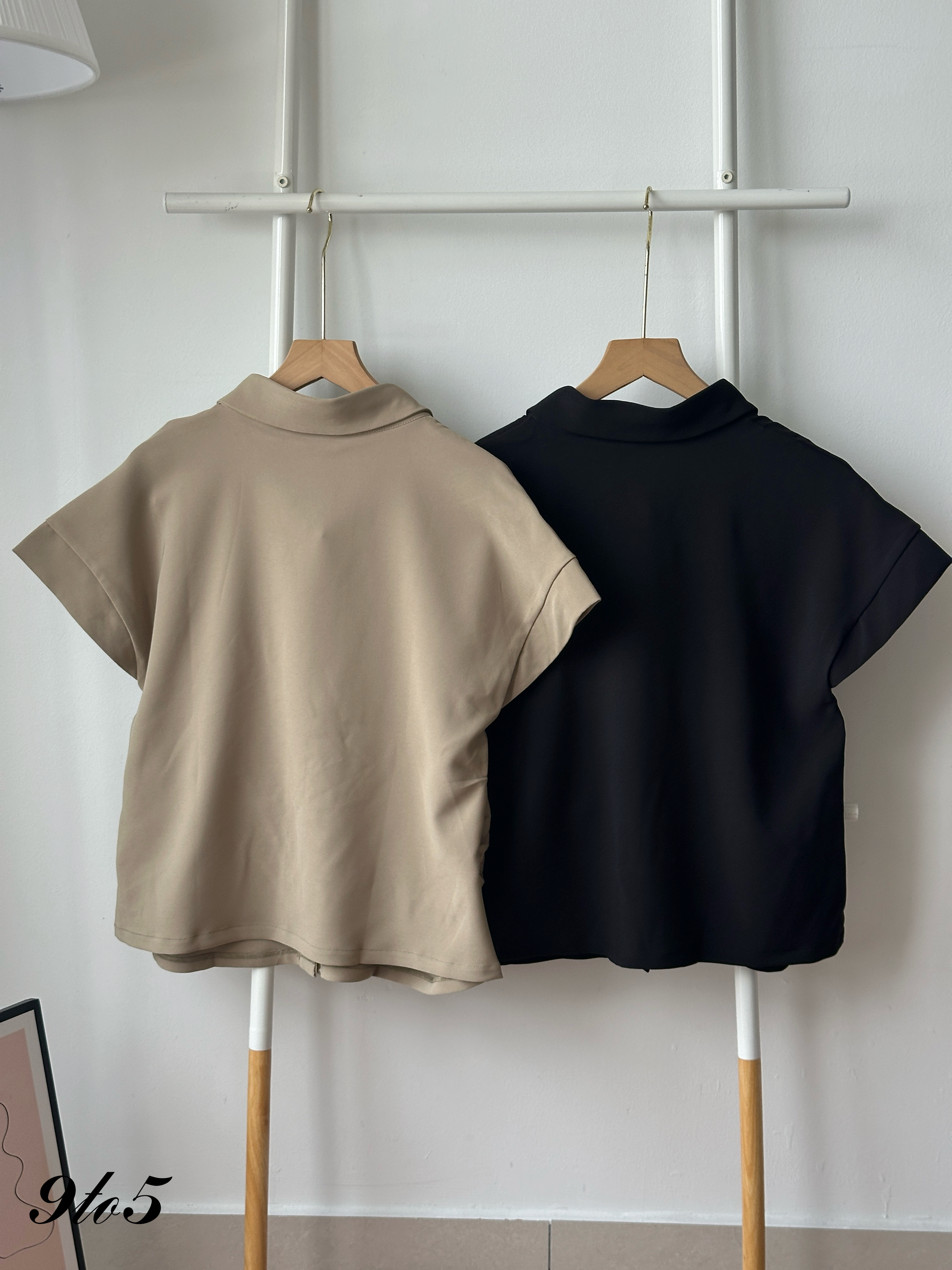 T4412 Cape Sleeve Ruched Shirt - 3 Colors 
