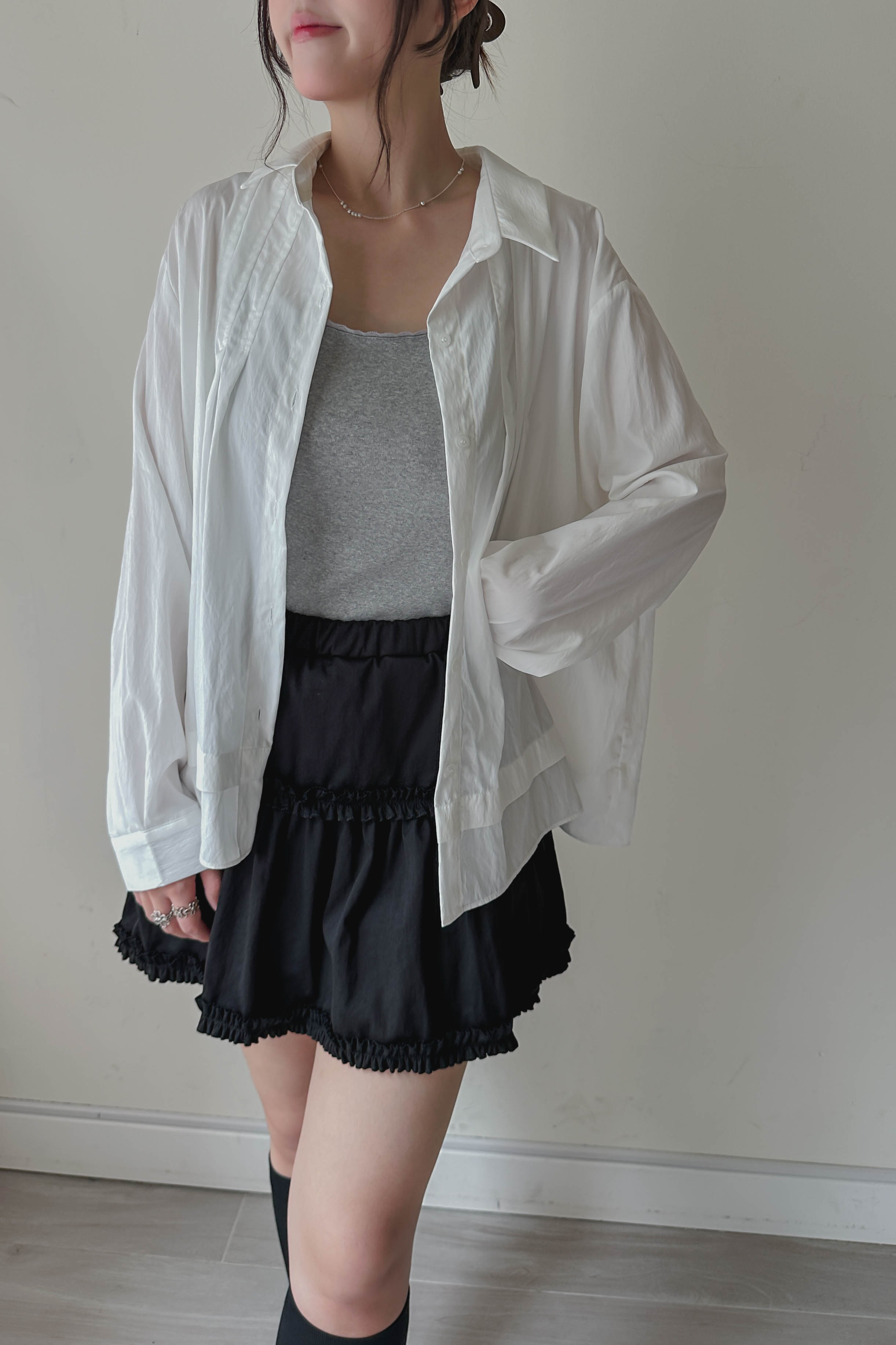 荷葉邊半身短裙 [✓防走光安全褲] (兩色入)