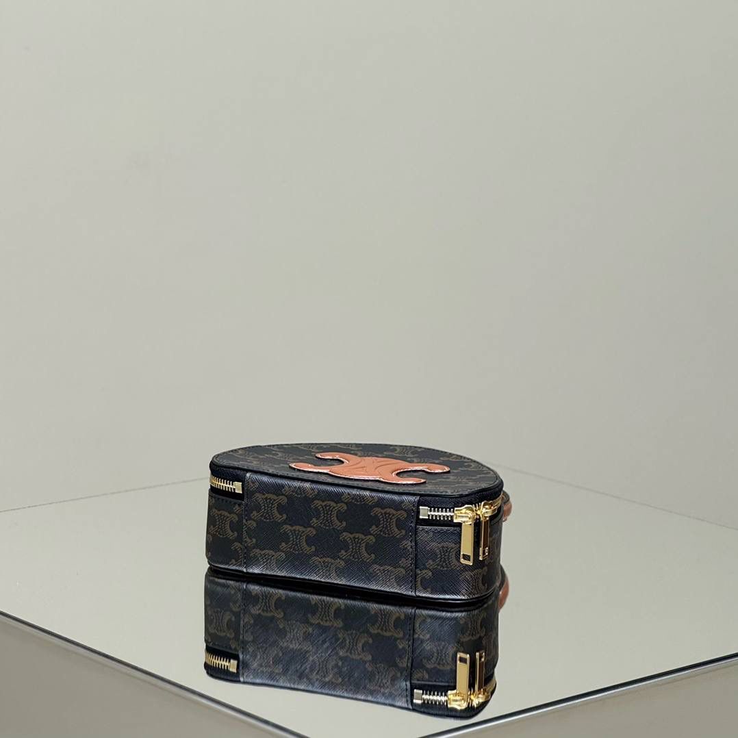 🔥大货实拍图 𝗖𝗘𝗟𝗜𝗡𝗘 ♥️ 𝗧𝗥𝗜𝗢𝗠𝗣𝗛𝗘浮雕半月包 型号：10K642 尺寸：18*12.5*6cm 𝑪𝒆𝒍𝒊𝒏𝒆𝟐𝟑𝑭𝑾最新爆款老花半月包🌙手提盒子，复古与现代的完美融合～每一个细节都尽显精致，从小巧迷你的包身到老花凯旋门的经典面料，都散发出无法抗拒的魅力🤎