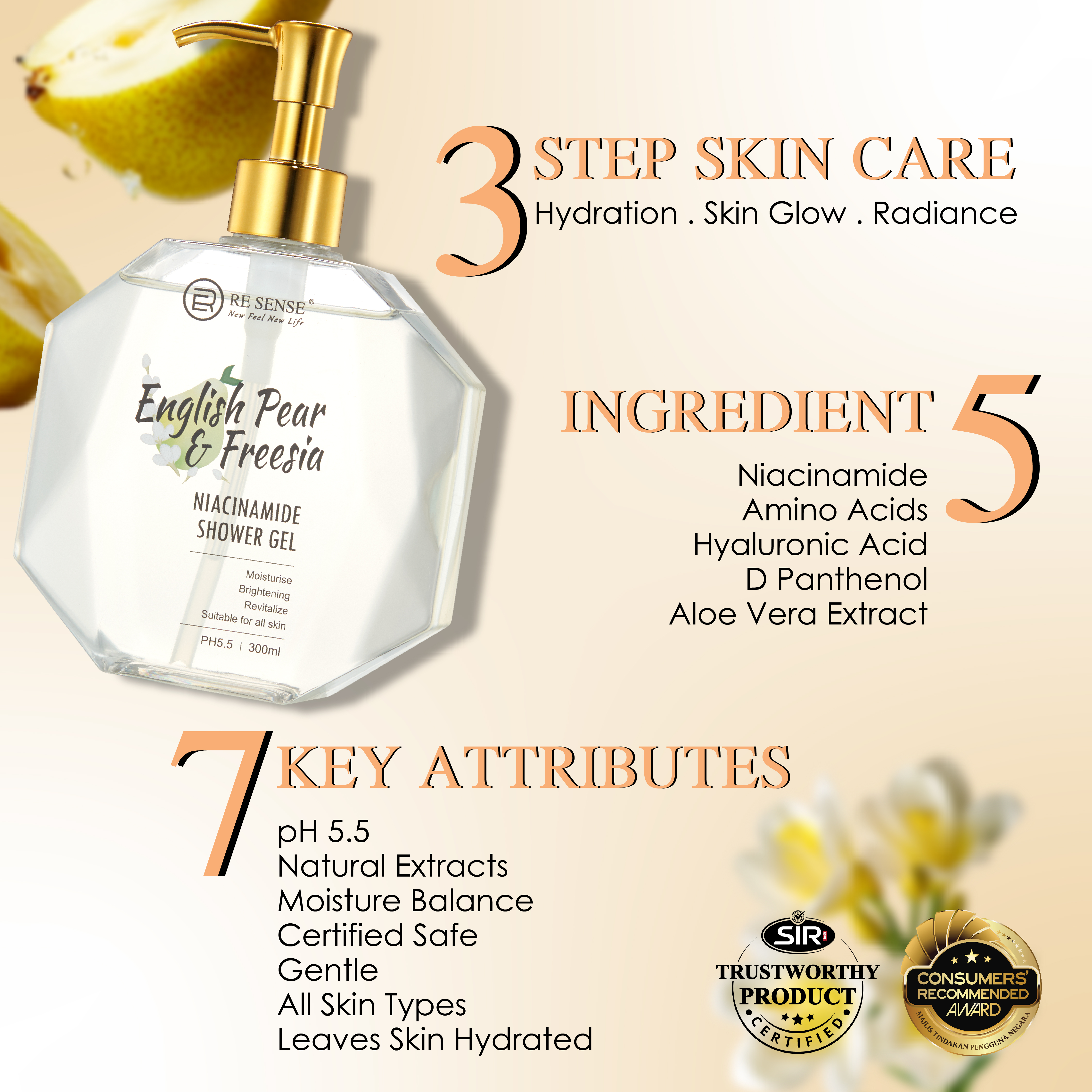 English Pear & Freesia Niacinamide Shower Gel (300ml)