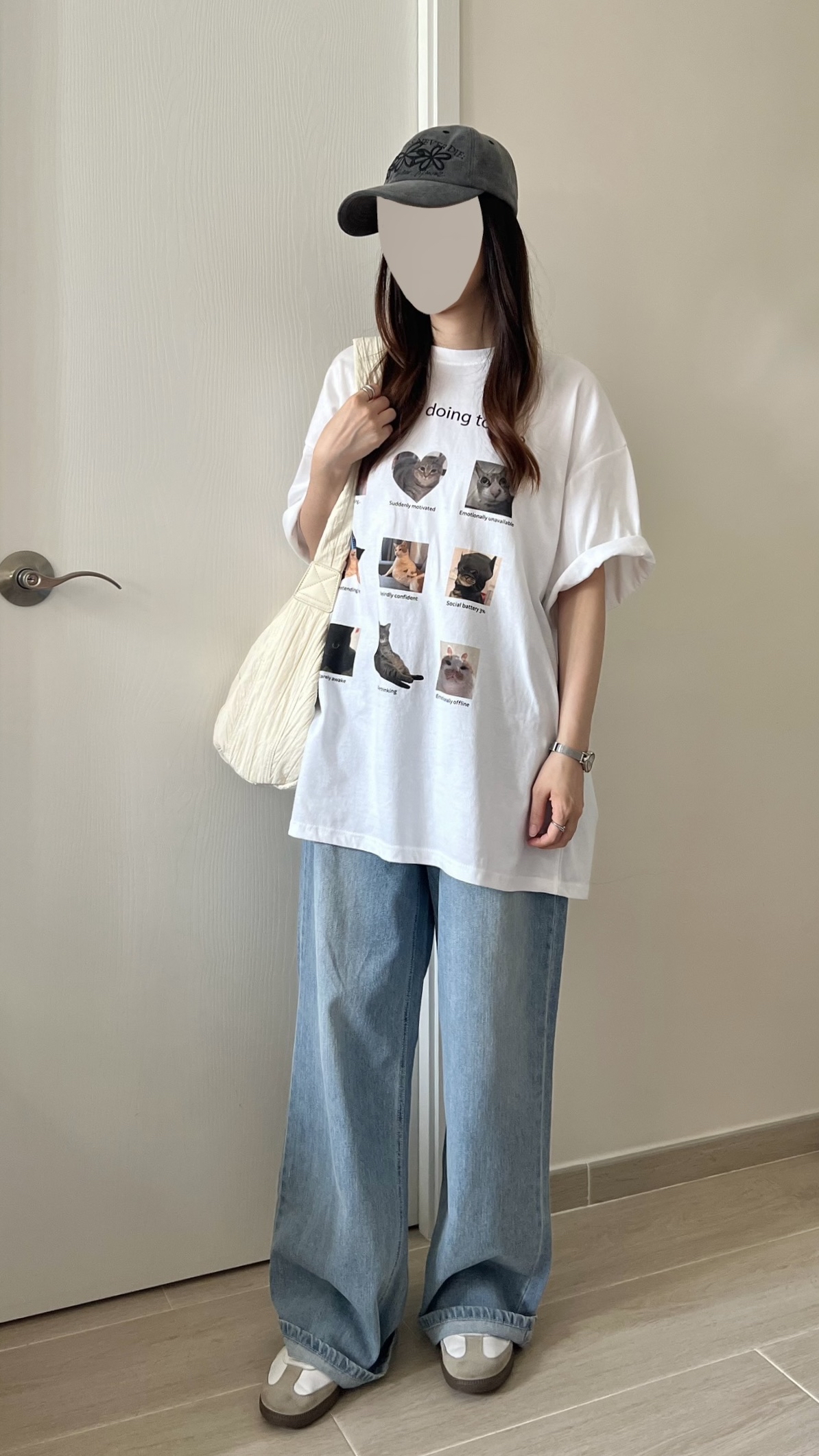 九宮格喵喵oversize tee