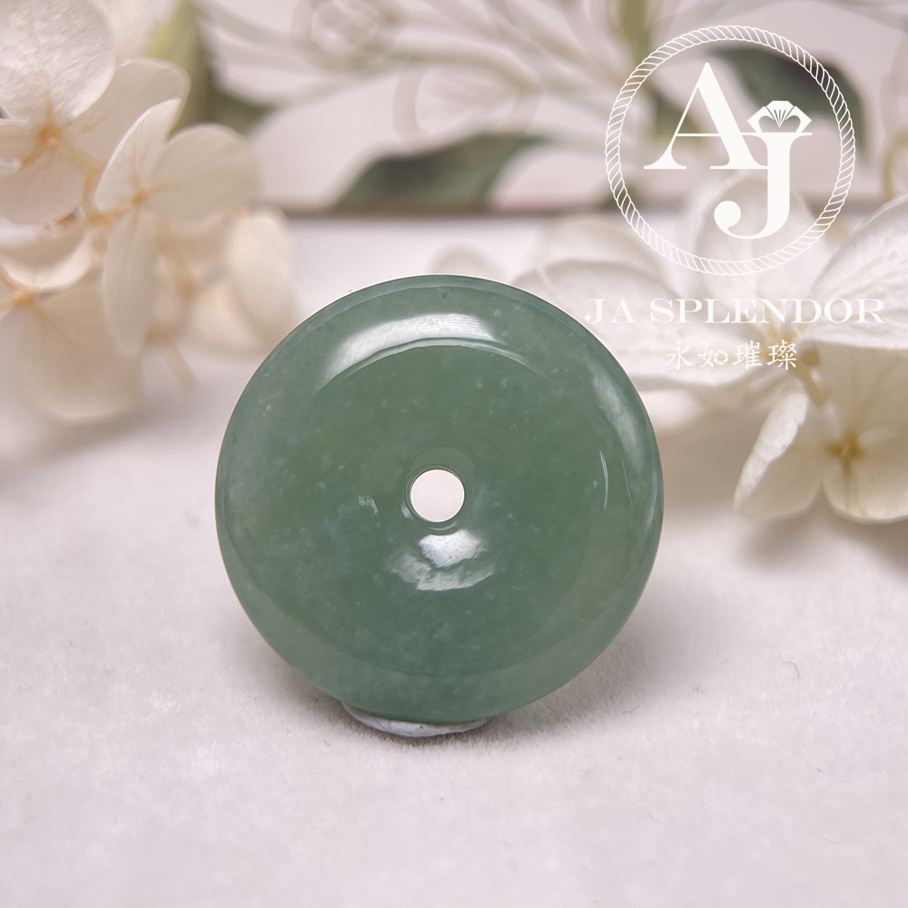 JN-178 天然翡翠A玉 冰種滿綠平安扣