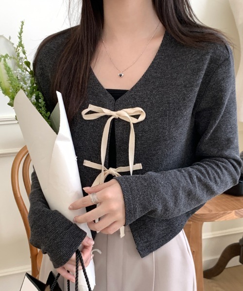 double ribbon 綁帶短外套