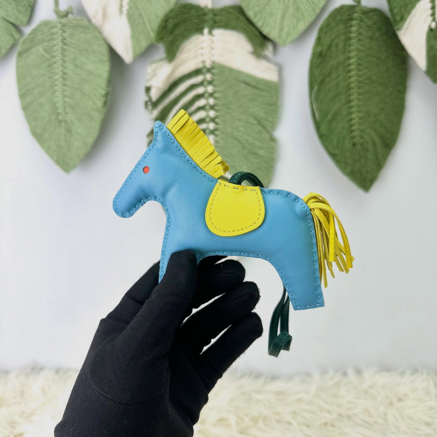 HERMES 🤍PRE OWNED Rodeo Milo 水藍拼黃色馬仔吊飾 PM Size🩵