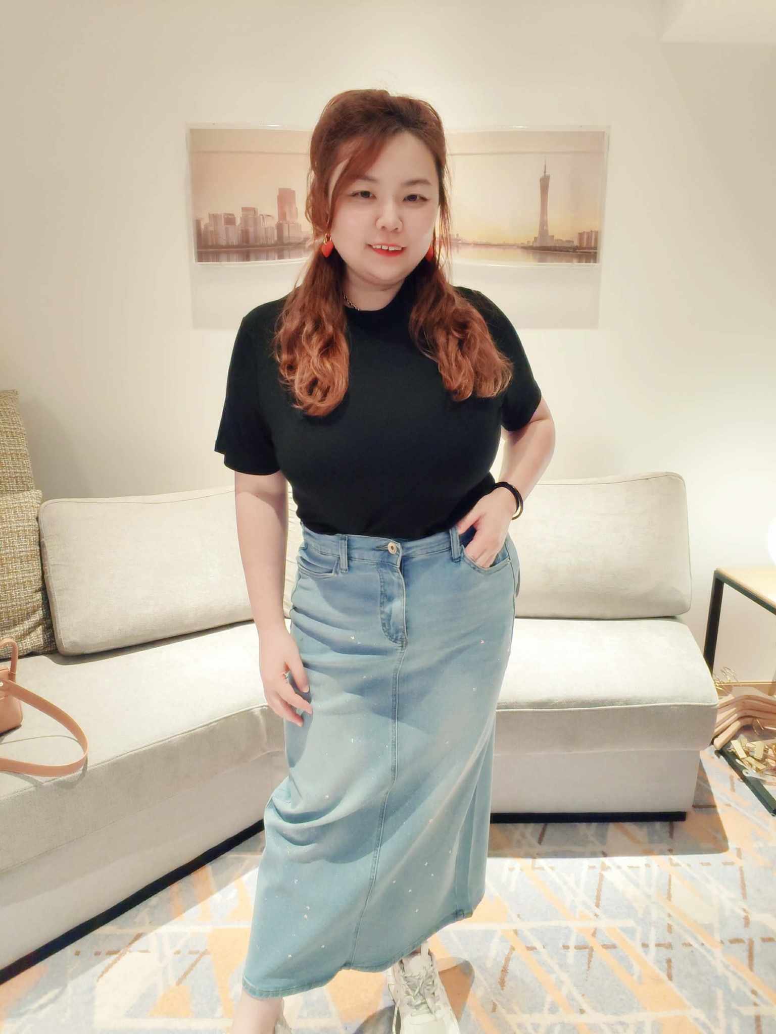 YCI08 C1096 3D闪钻天丝弹力牛仔长裤裙