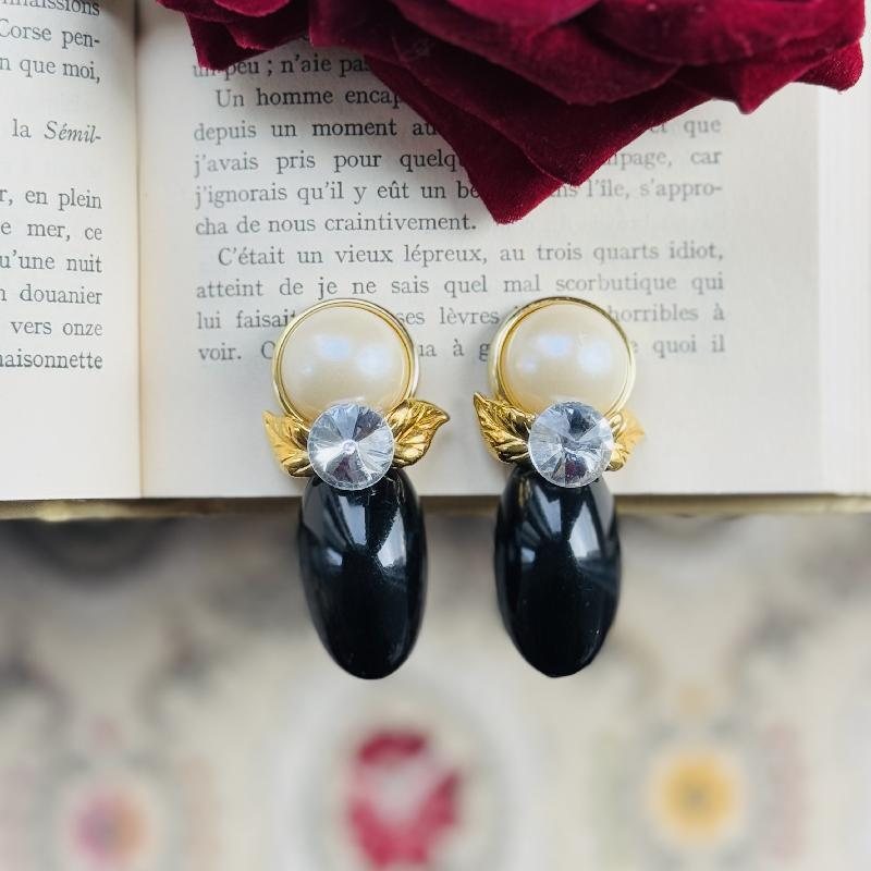Vintage 1980s Dramatic Trio-Colour Statement Clip Earrings (MT2236)