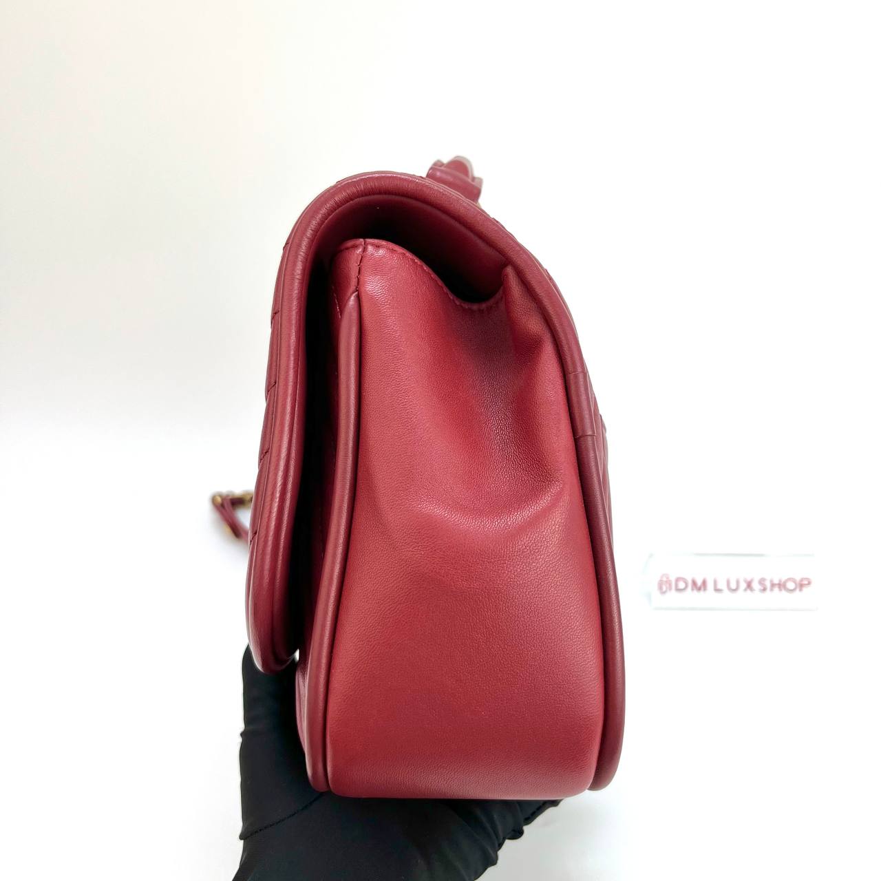 Chanel Chevron V-Stitch Top Handle Flap Bag Red GHW (Serial 24, Y: 2018)