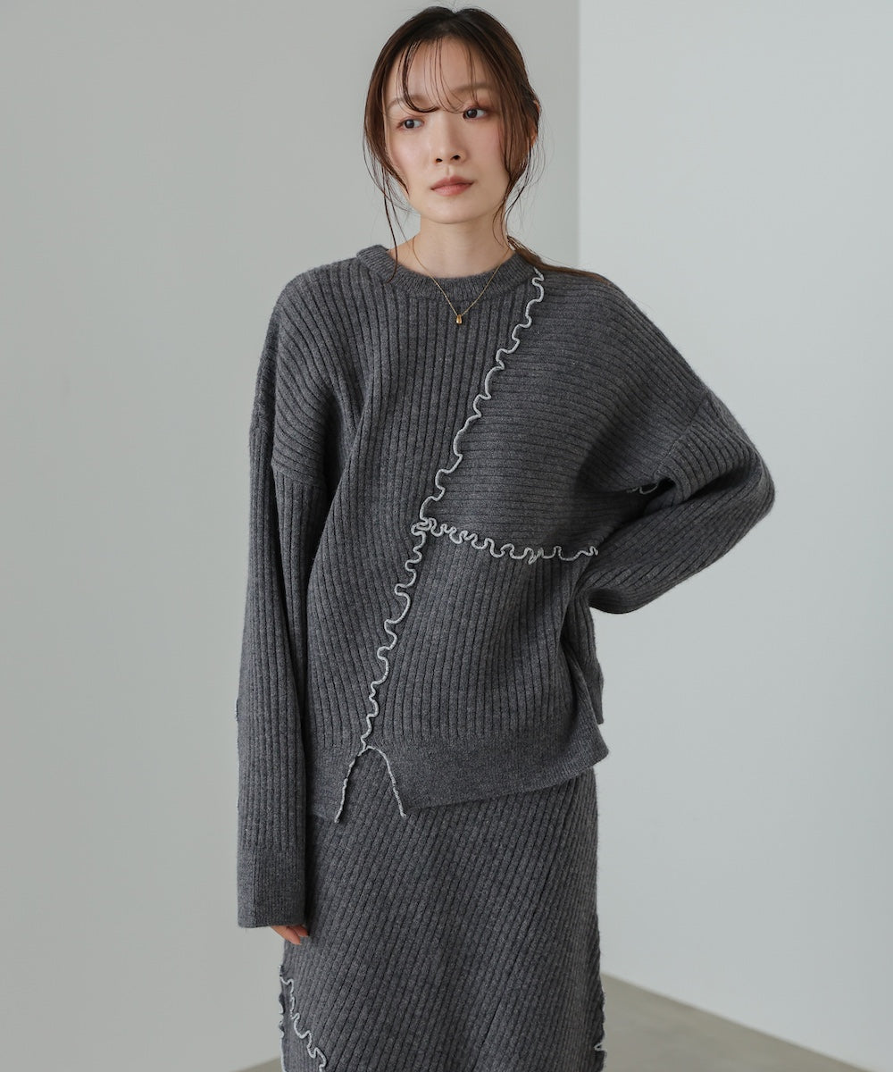 <JP> 設計感！特色滾邊軟糯Knit Top* 4色入 <預購>