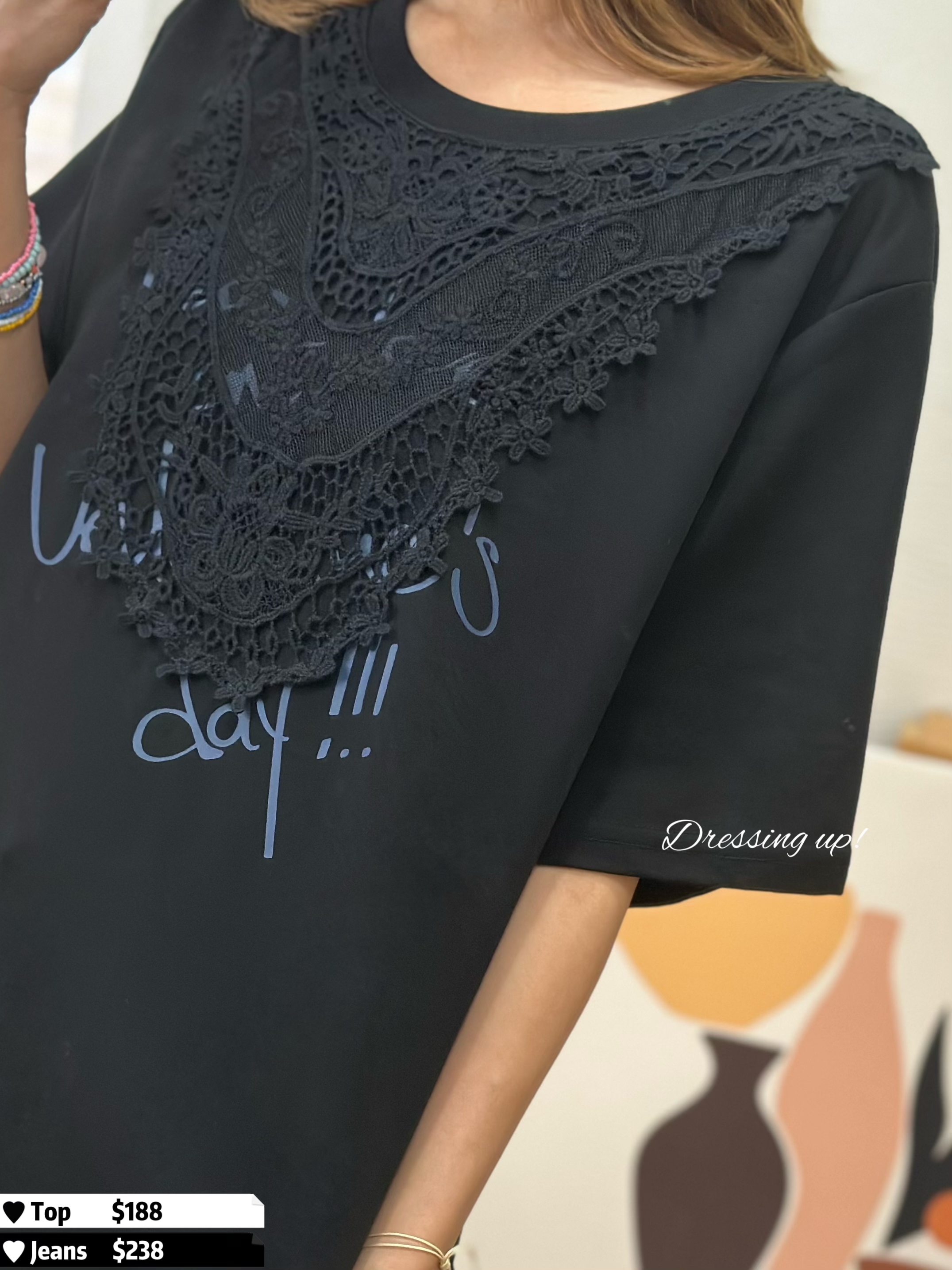  高質靚料｜LACE印字上衣
