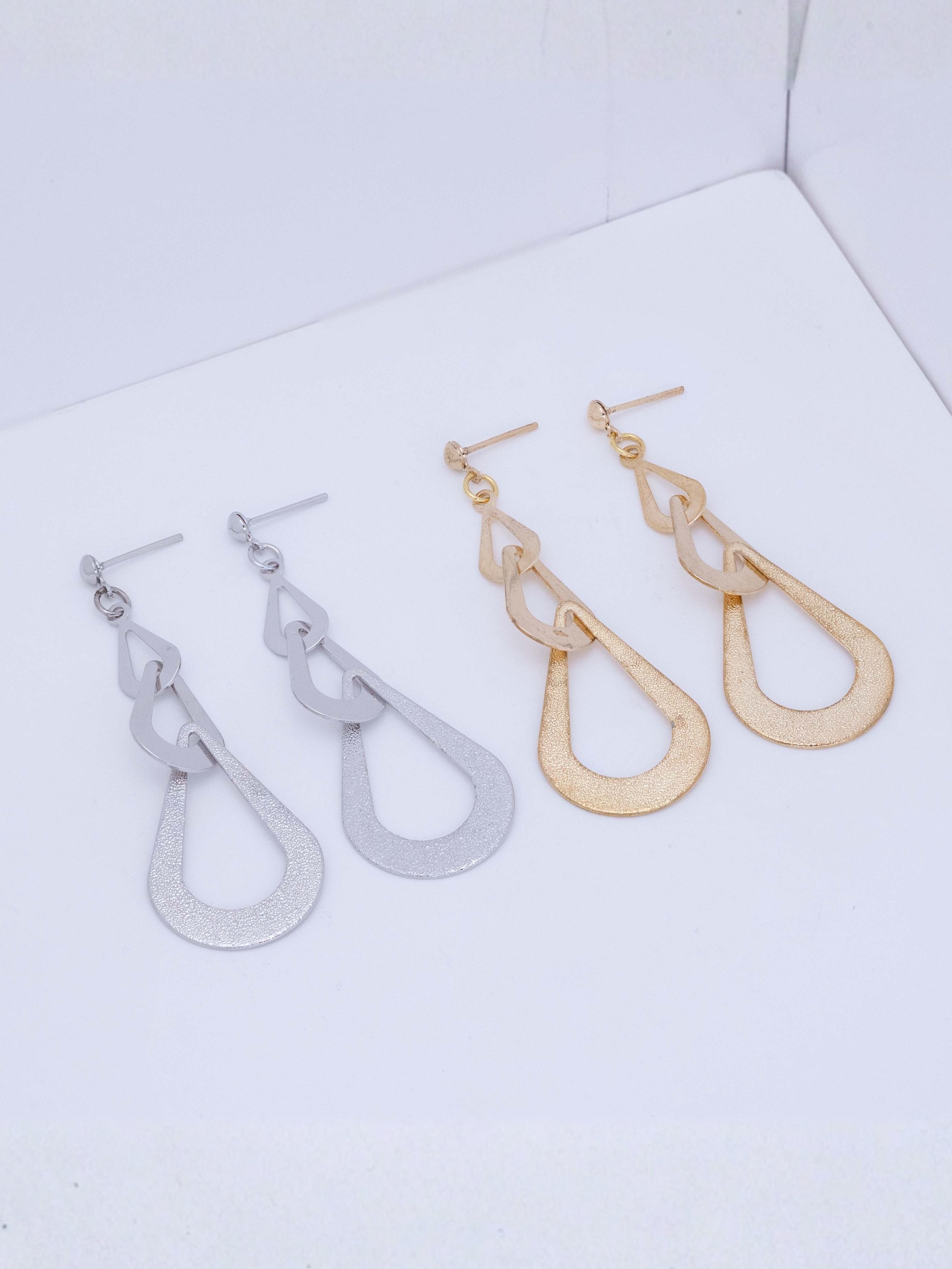 Layered Geometric Drop Stud Earrings