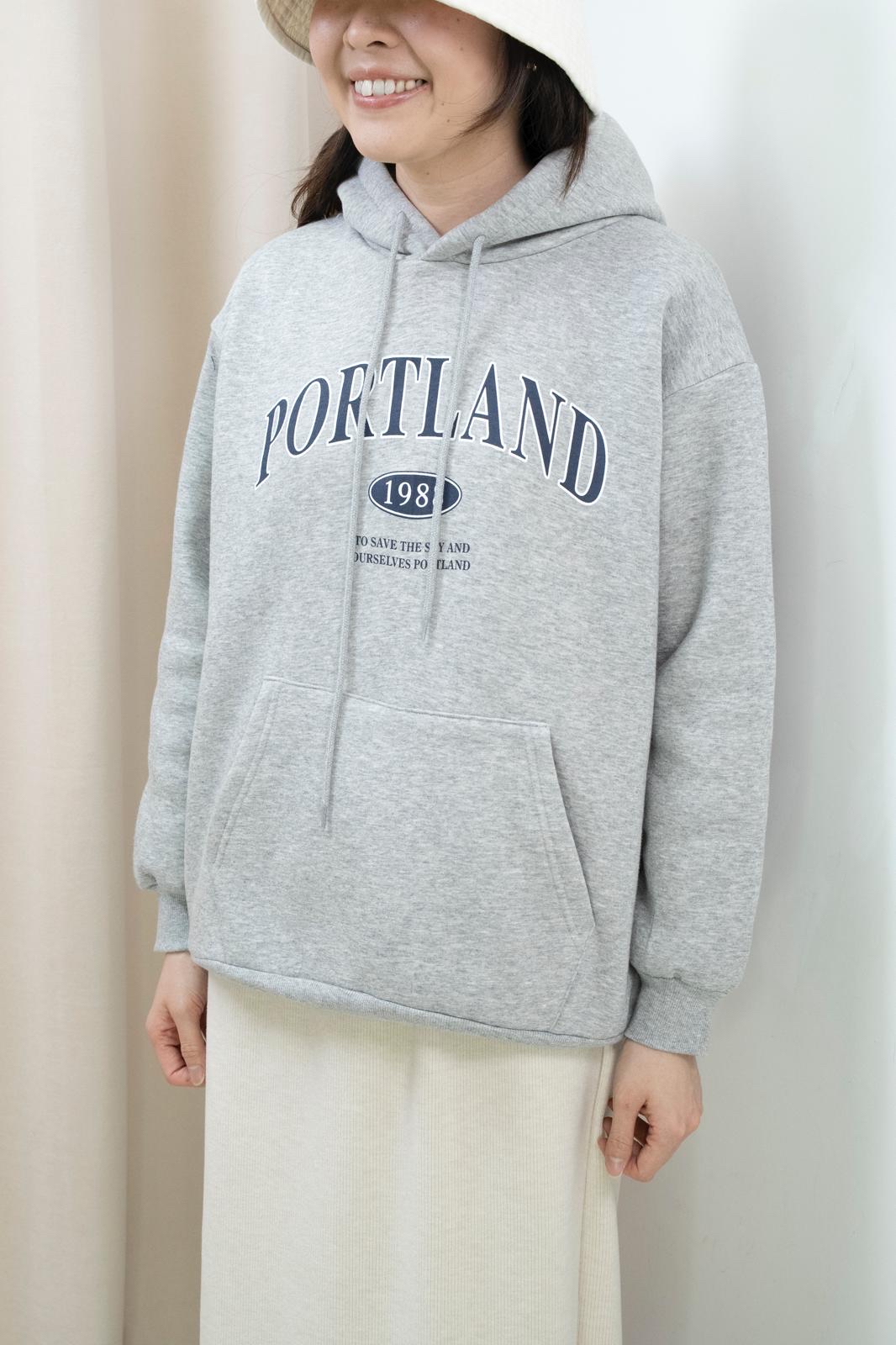 加絨有帽文字衞衣（灰色）