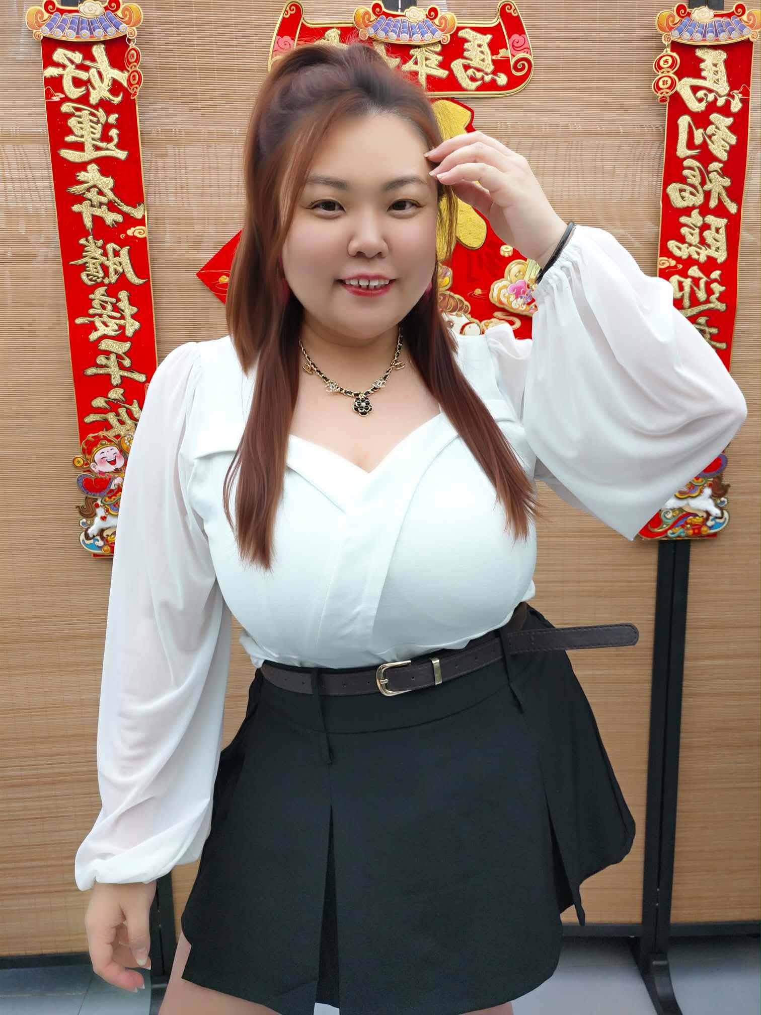 DDI02 8293(B8) 钻石领附垫长袖上衣