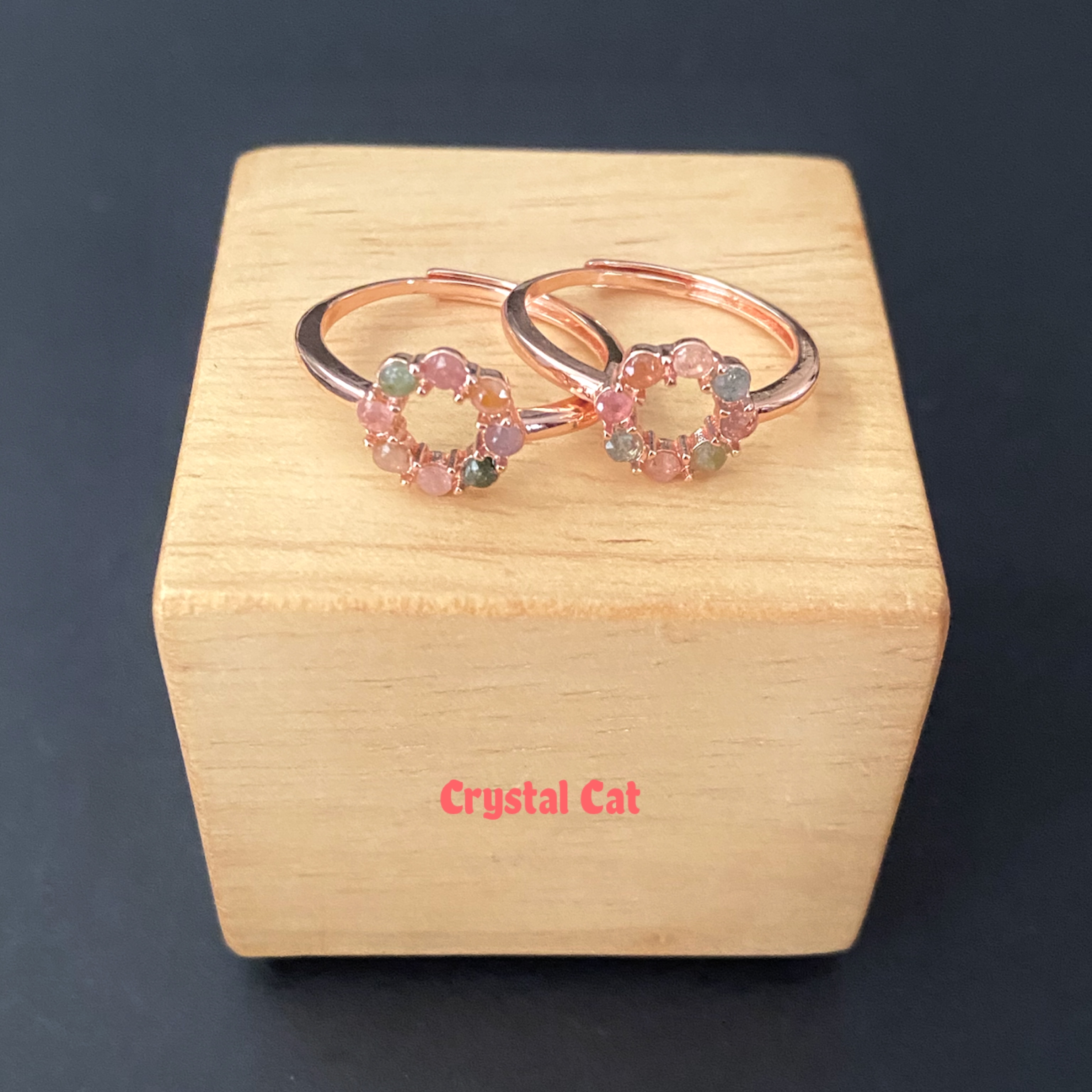 彩碧璽甜甜圈純銀戒指