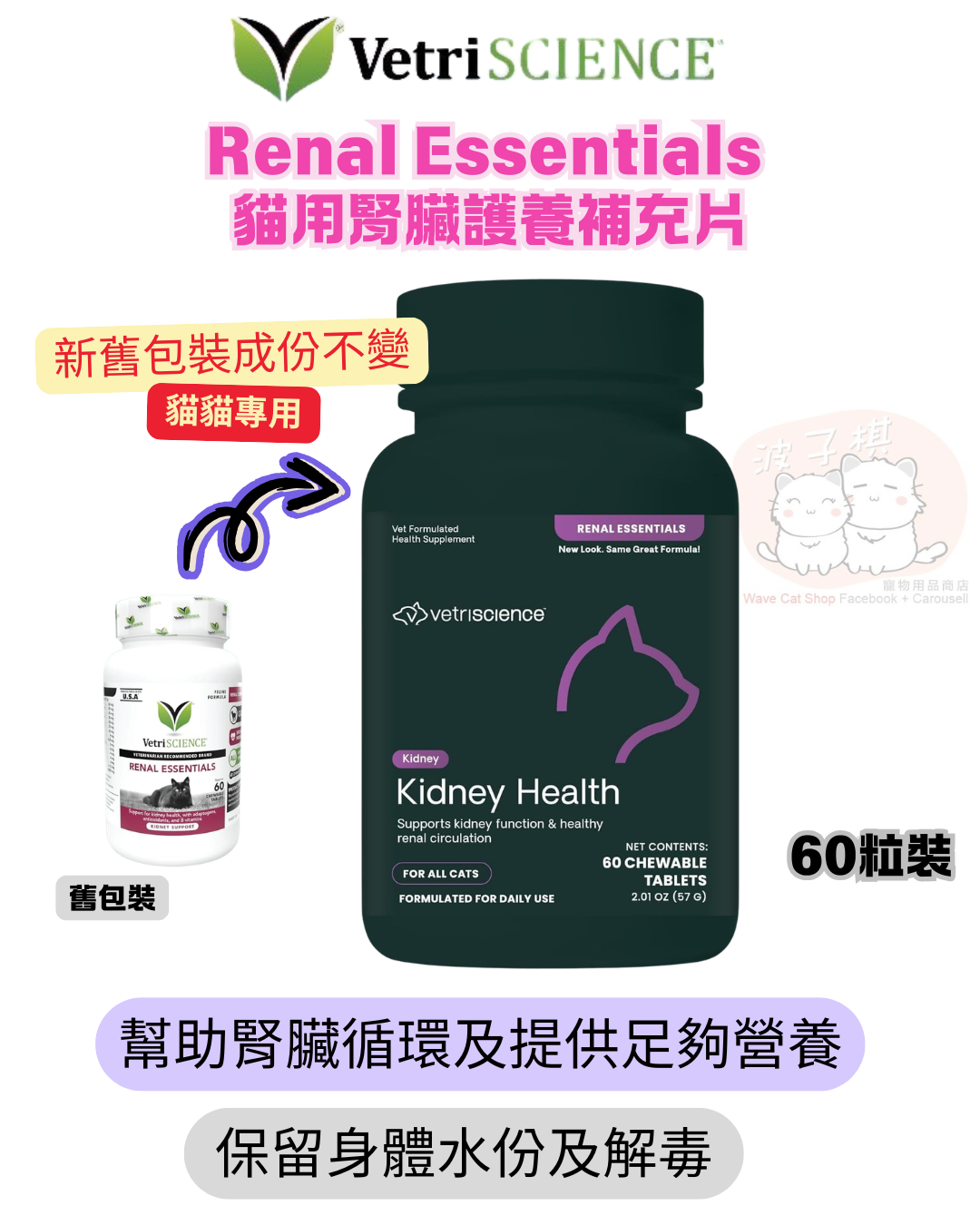 VetriScience Renal Essentials 貓貓腎臟護養補充片