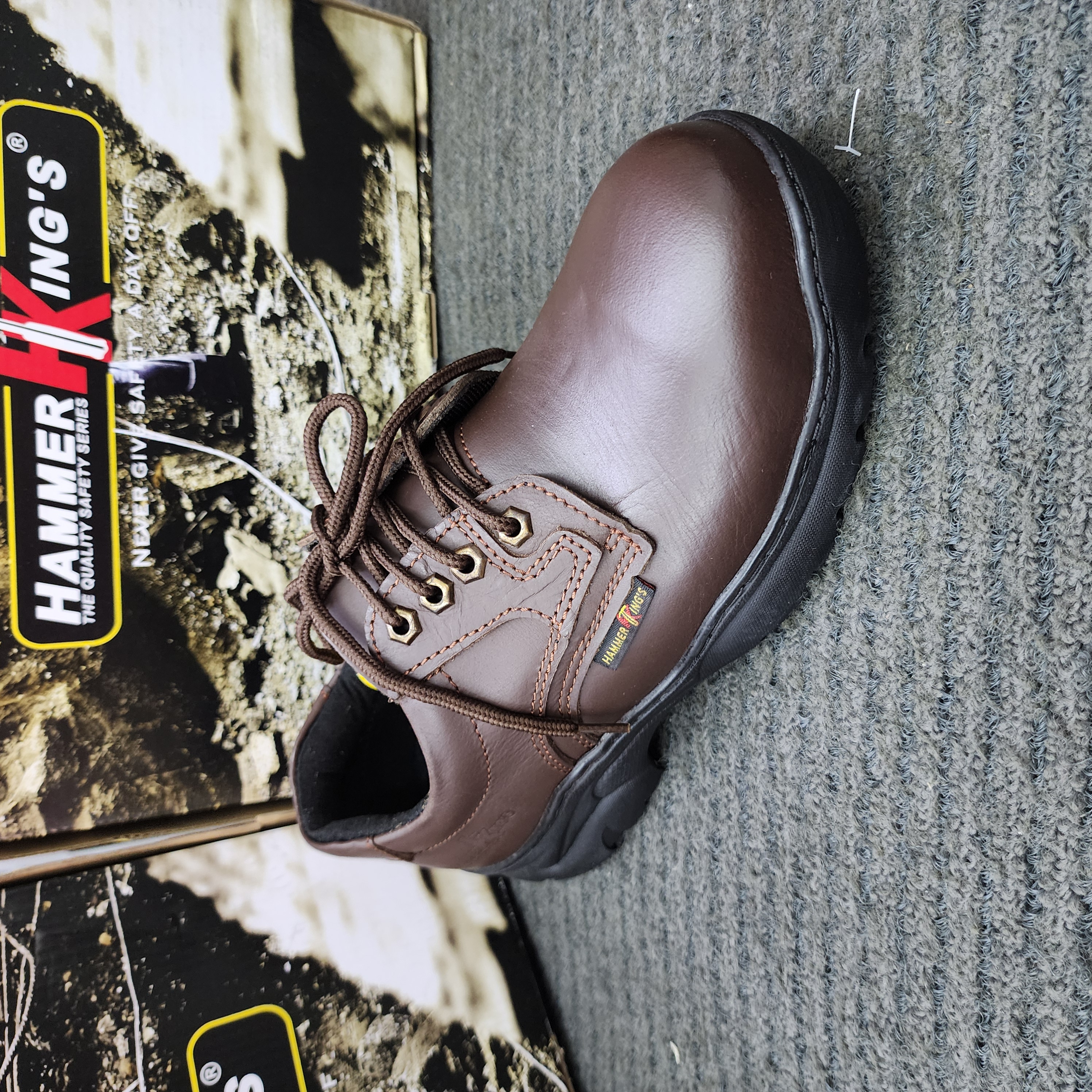 Hammer King 13012 Safety Shoes Boots Steel Toe Cap Steel Mid Plate Low Cut Lace Up Premium Quality SIRIM and DOSH Approved  Leather Kasut Keselamatan
