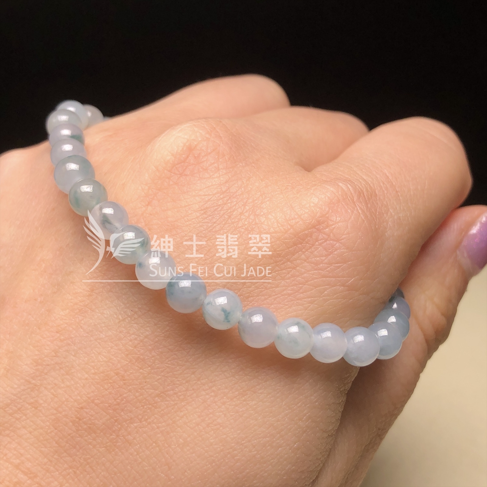 冰飄藍花手串  MS00179